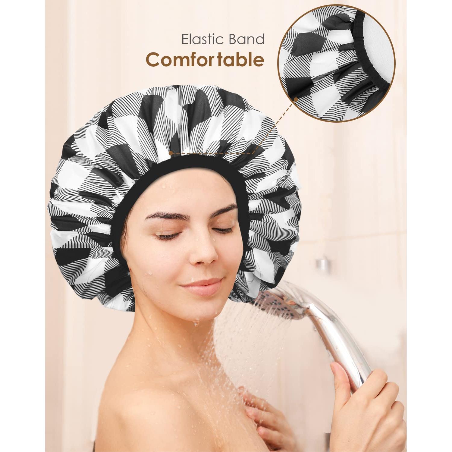 Gorro de Ducha Auban XL Impermeable Doble Capa Cuadrícula