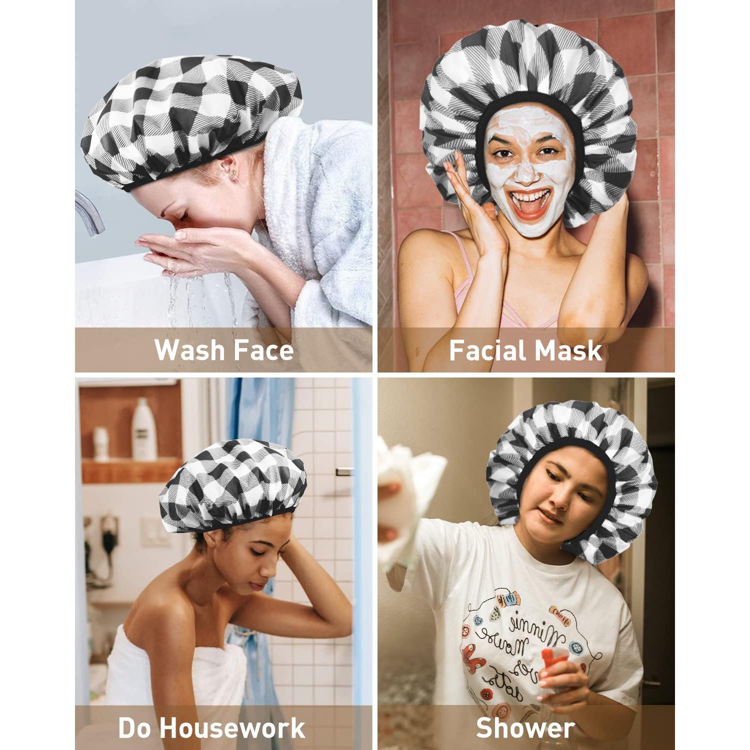 Gorro de Ducha Auban XL Impermeable Doble Capa Cuadrícula