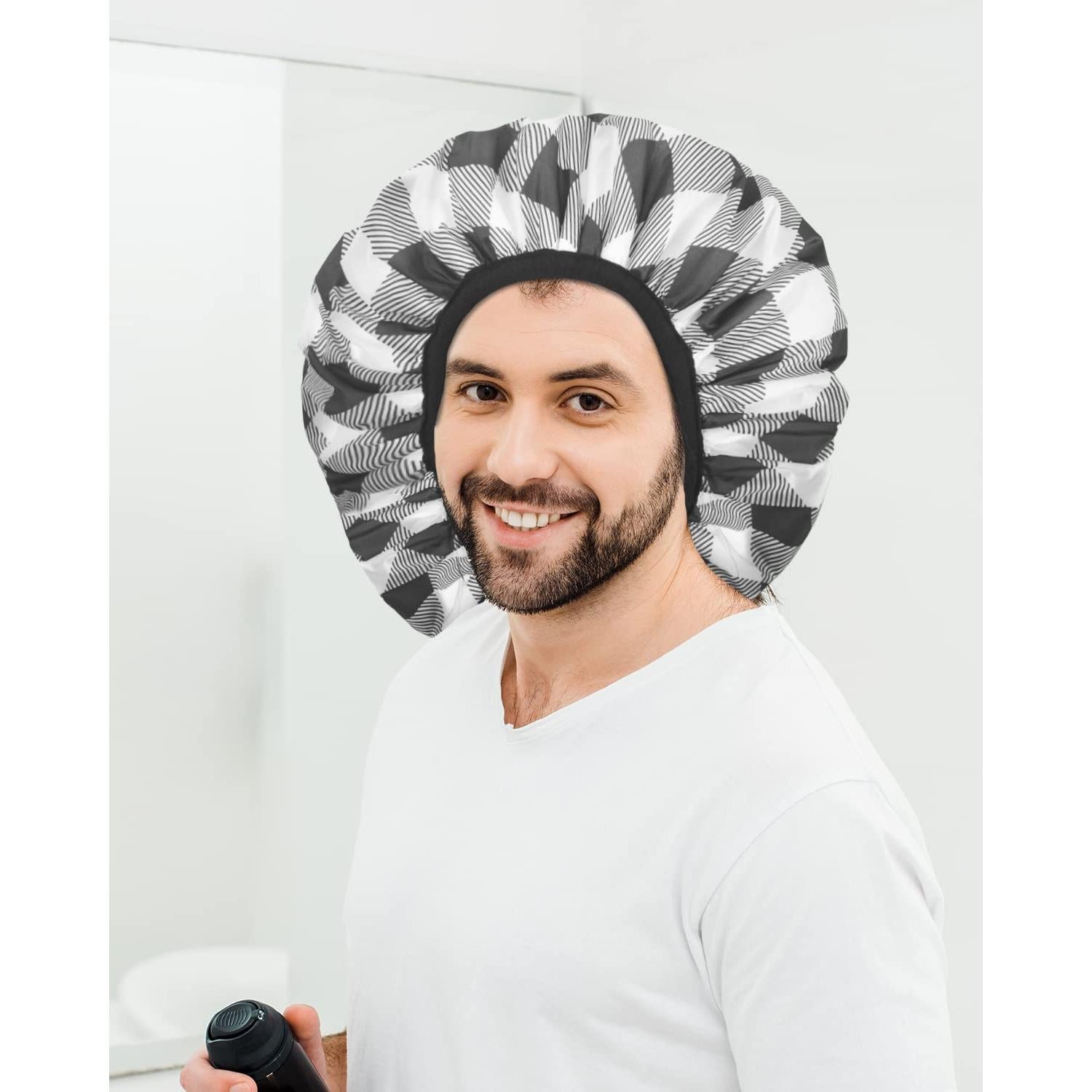 Gorro de Ducha Auban XL Impermeable Doble Capa Cuadrícula