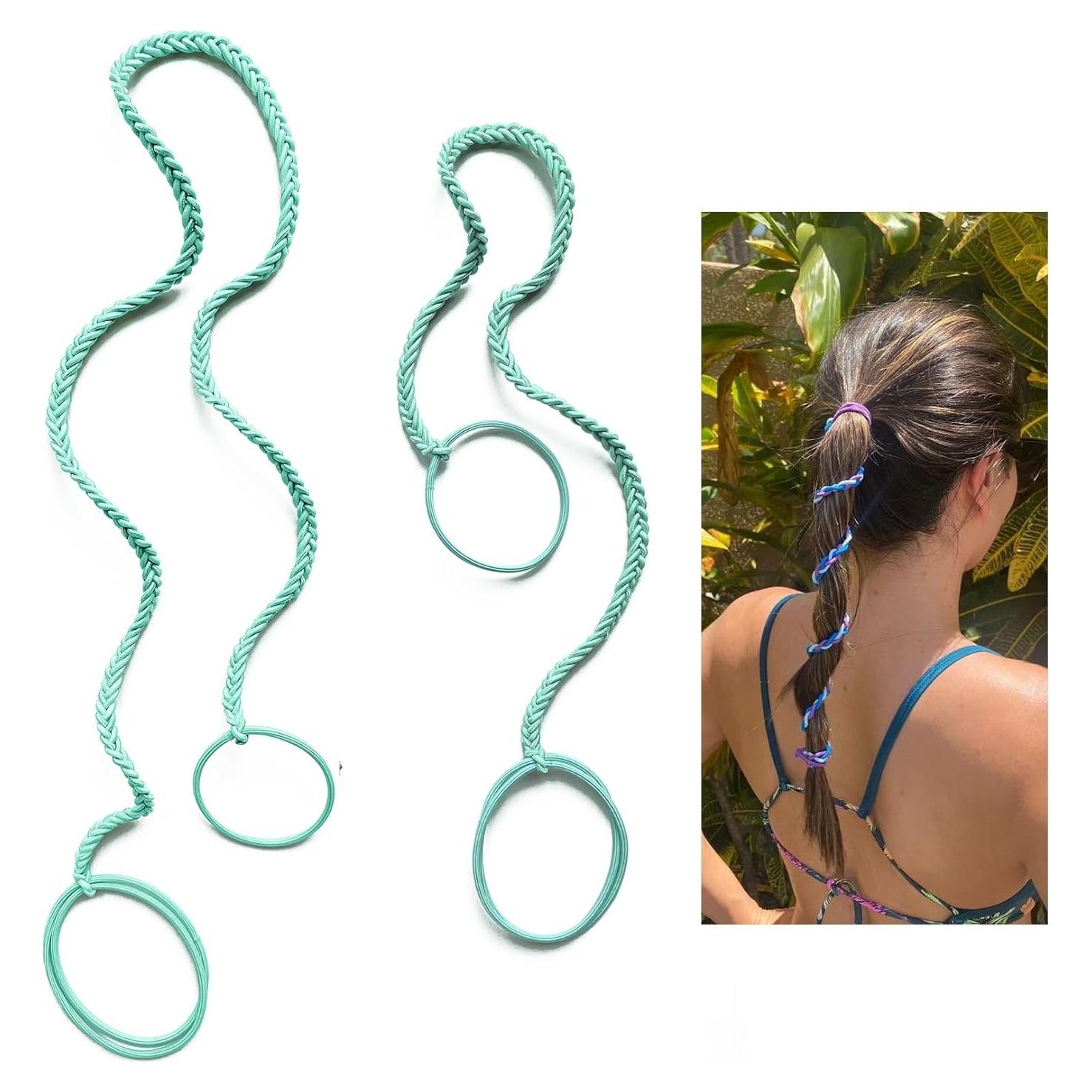 2 Bandas de Pelo Elásticas SISYOUP Aqua 63.5cm y 88.9cm