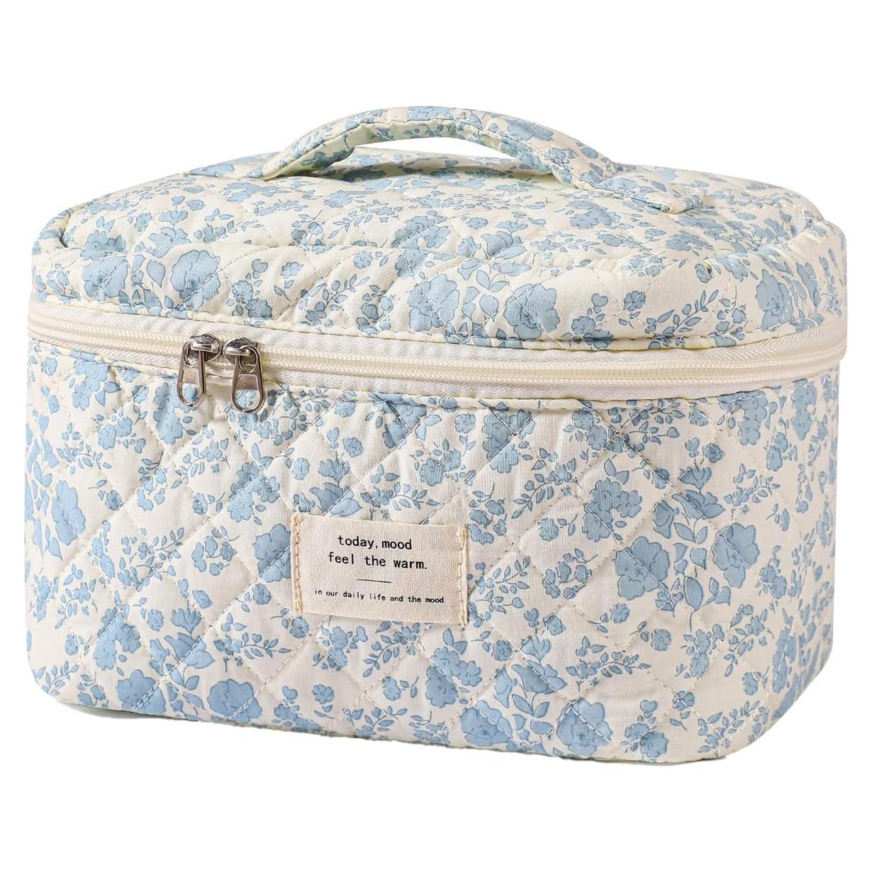 Bolsa de Maquillaje Acolchada Uekeboag Floral Grande 25.4x15.2cm