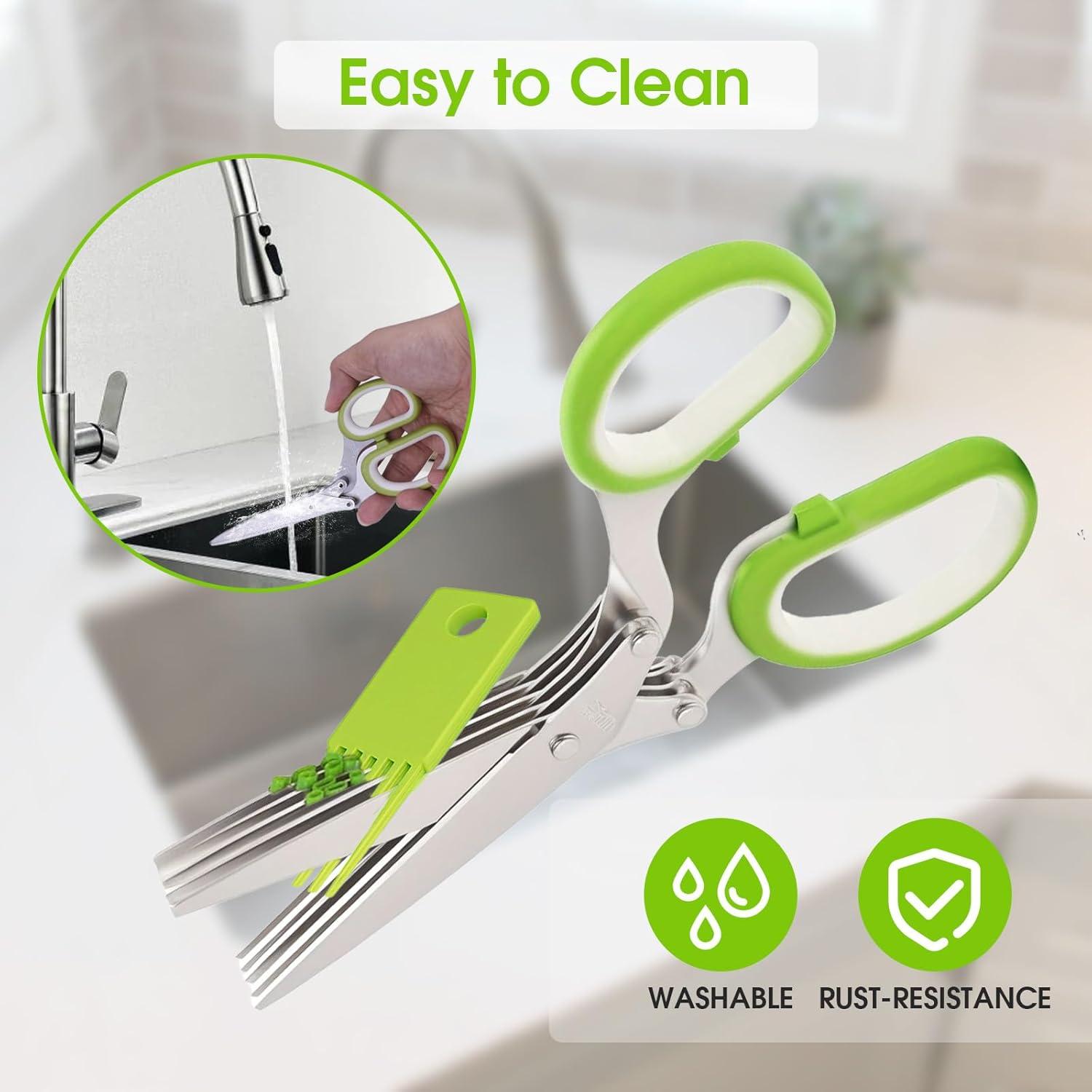 Tijeras de Hierbas HZXSDEG con 5 Cuchillas de Acero Inoxidable