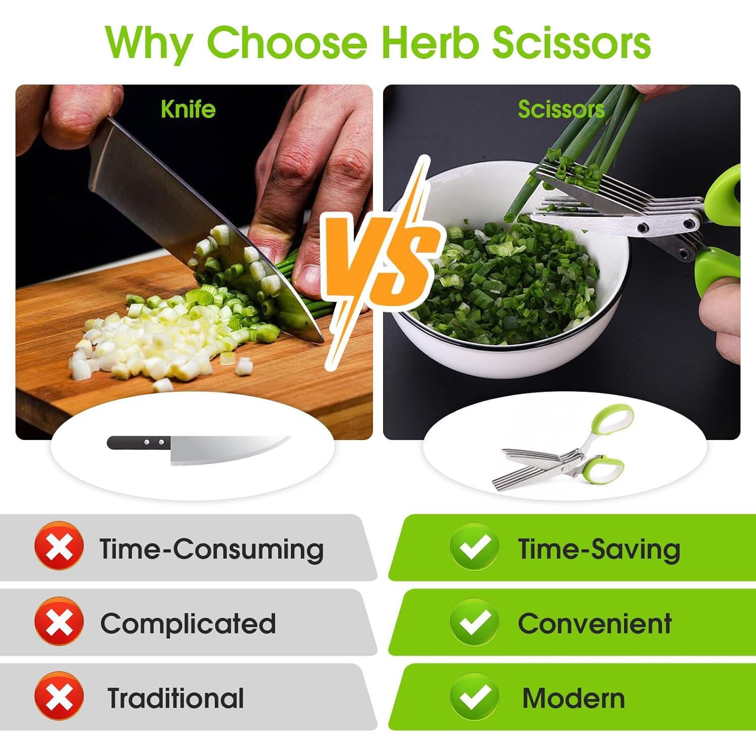 Tijeras de Hierbas HZXSDEG con 5 Cuchillas de Acero Inoxidable