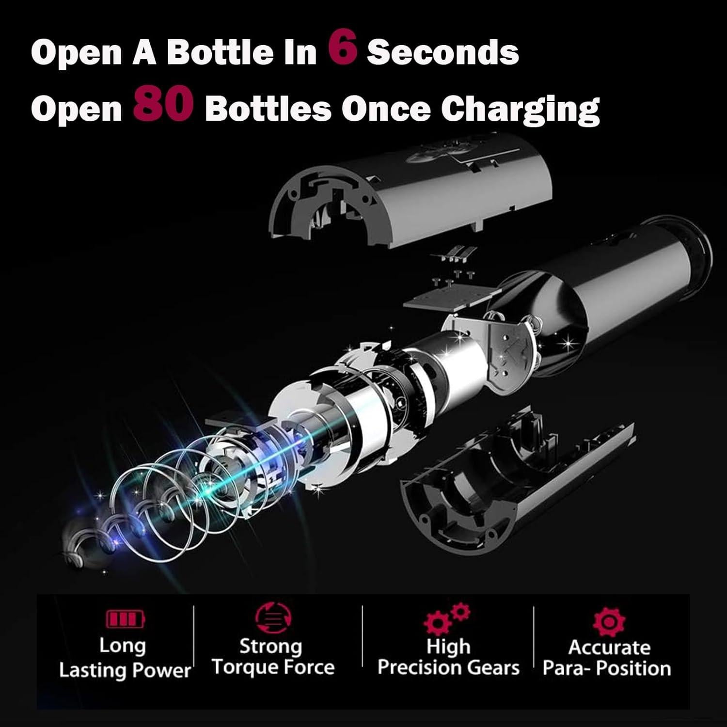 Set de Accesorios para Vino RICANK 4 en 1 Eléctrico Negro