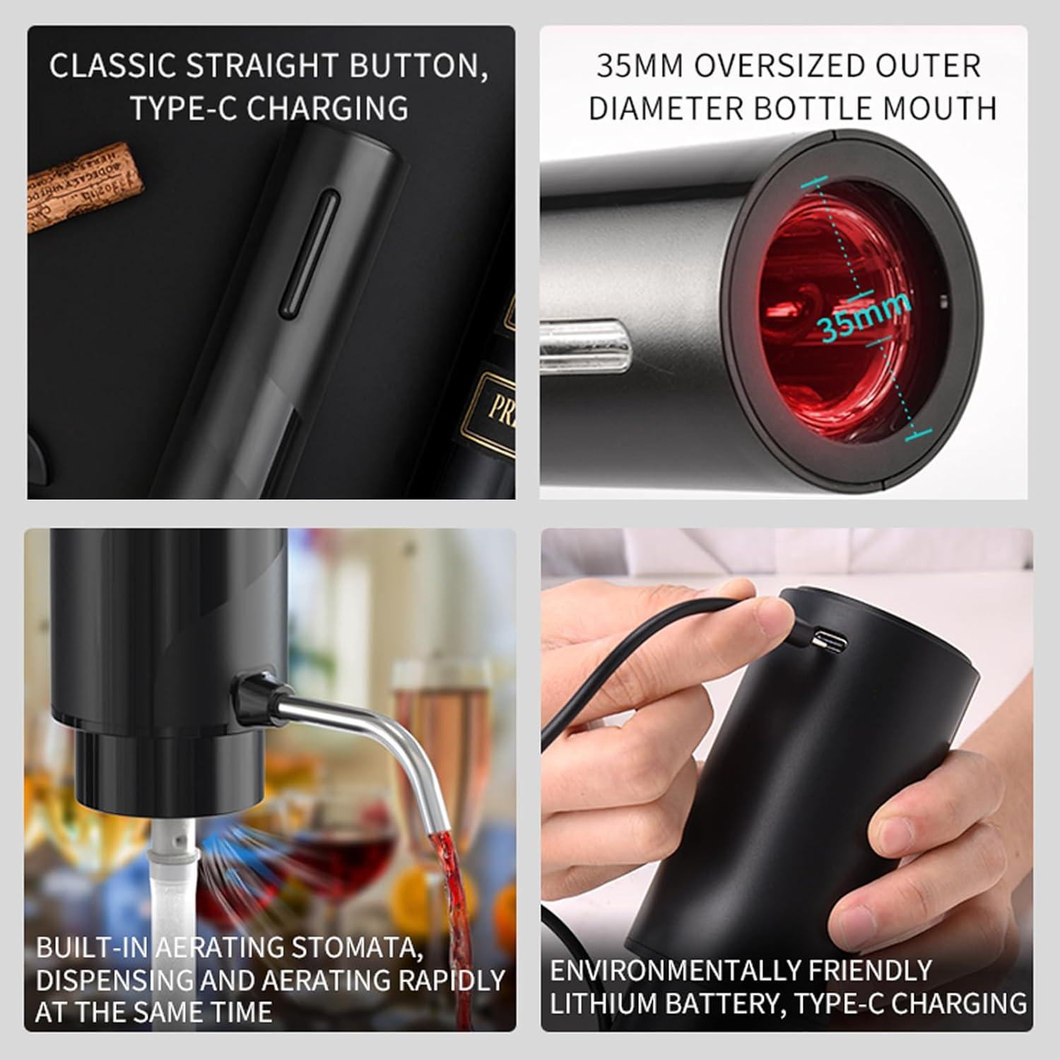 Set de Accesorios para Vino RICANK 4 en 1 Eléctrico Negro