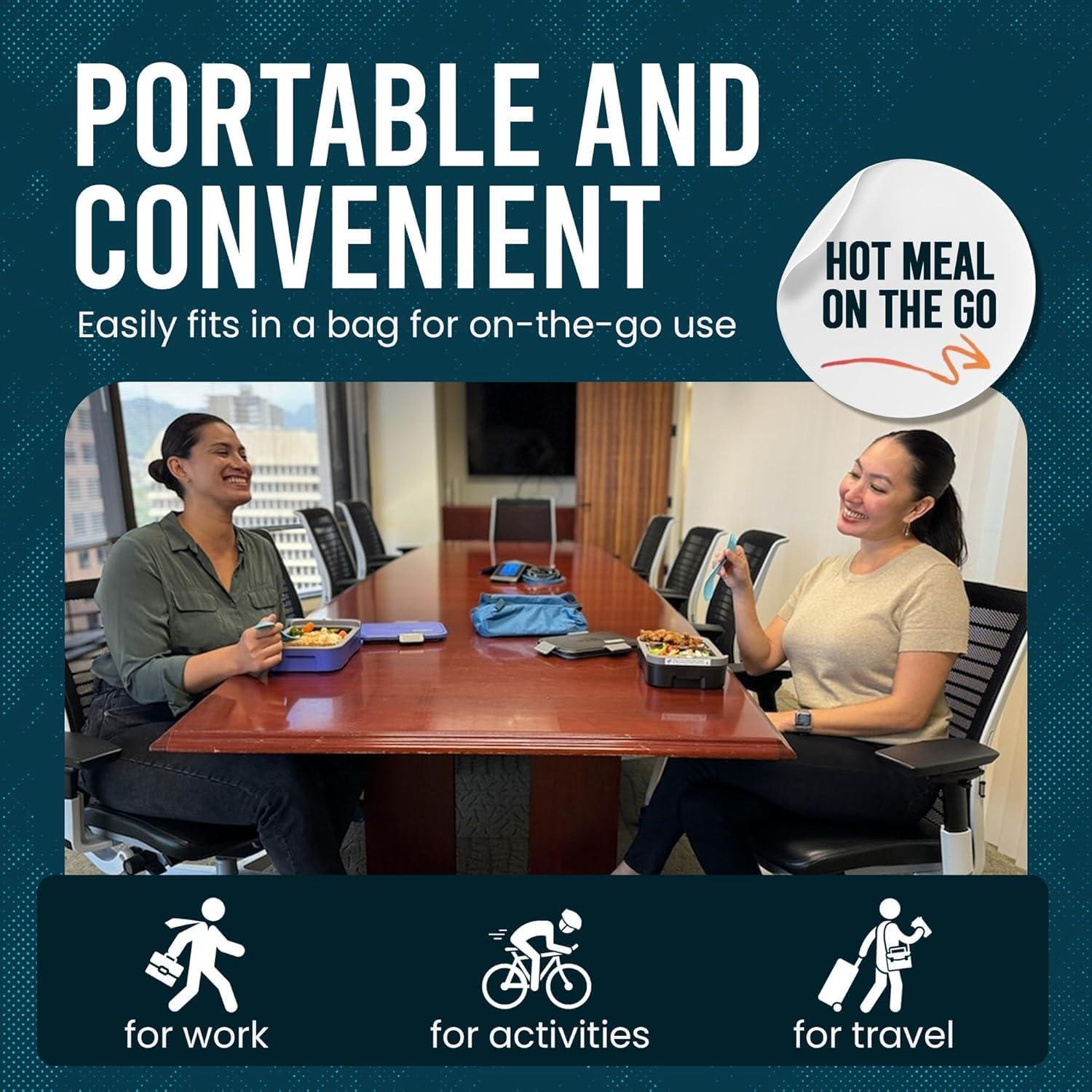 Hot Bento Caja Almuerzo Autocalentable Portátil 2L Negro