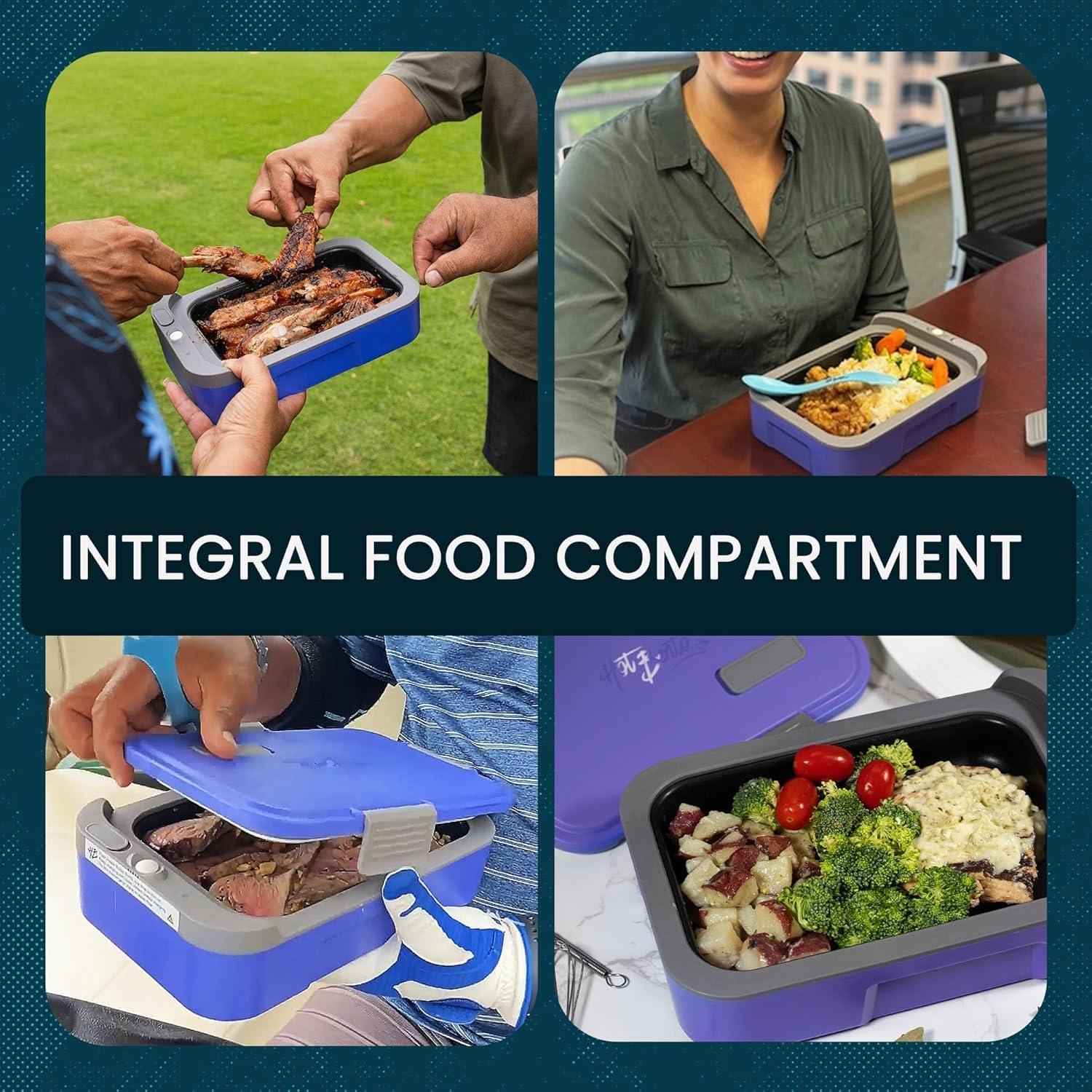 Hot Bento Caja Almuerzo Autocalentable Portátil 2L Negro