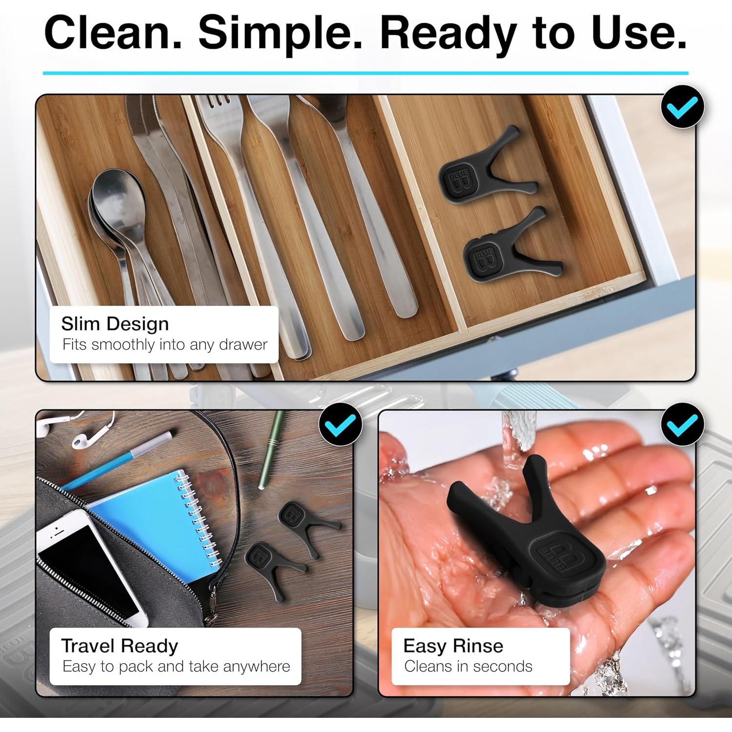 Soporte de Cuchara de Silicona Blue Bosti - 2PK Negro