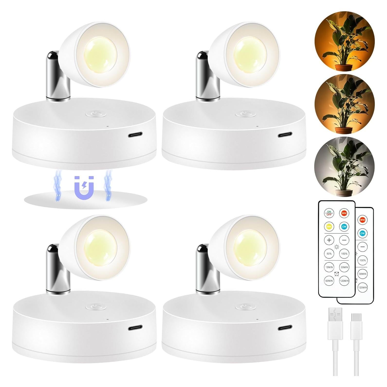 Paquete de 4 luces spot recargables Destlife 3000K-6000K