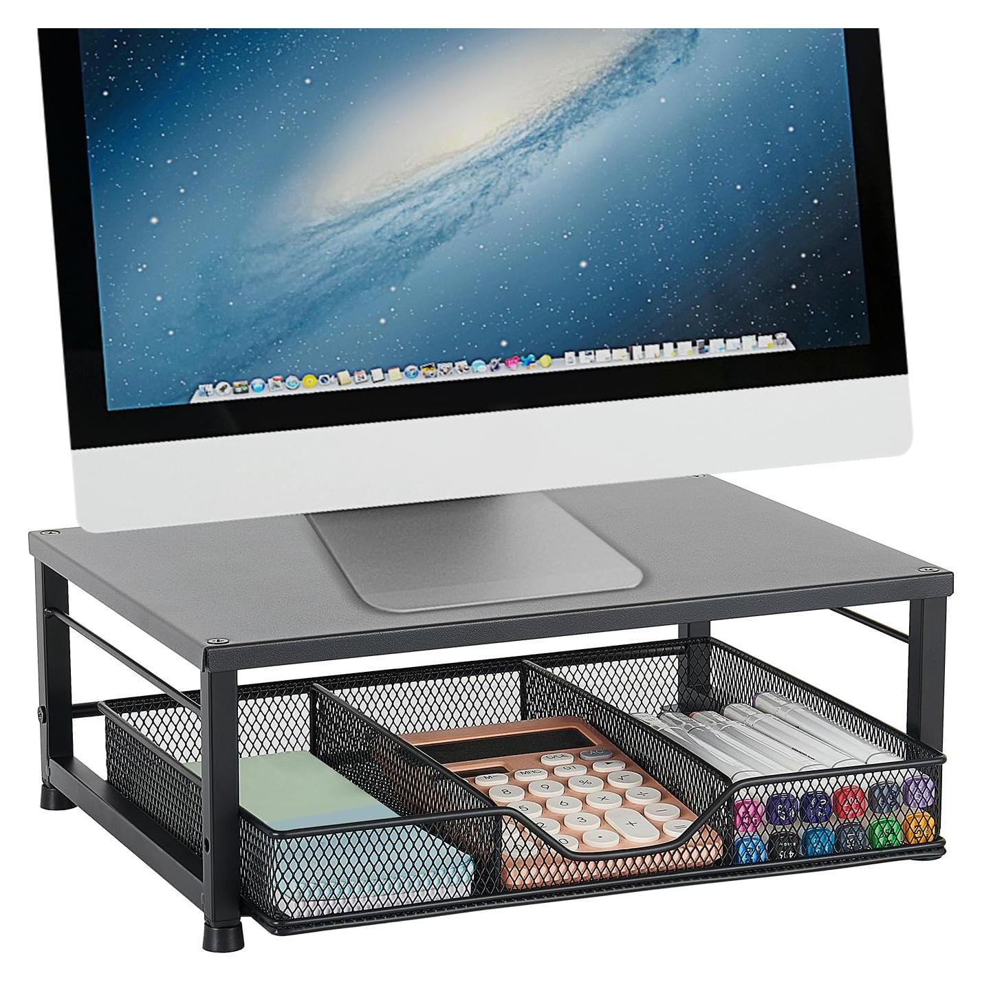 Soporte Elevador para Monitor Gugsey Negro 33x24.1cm con Cajón