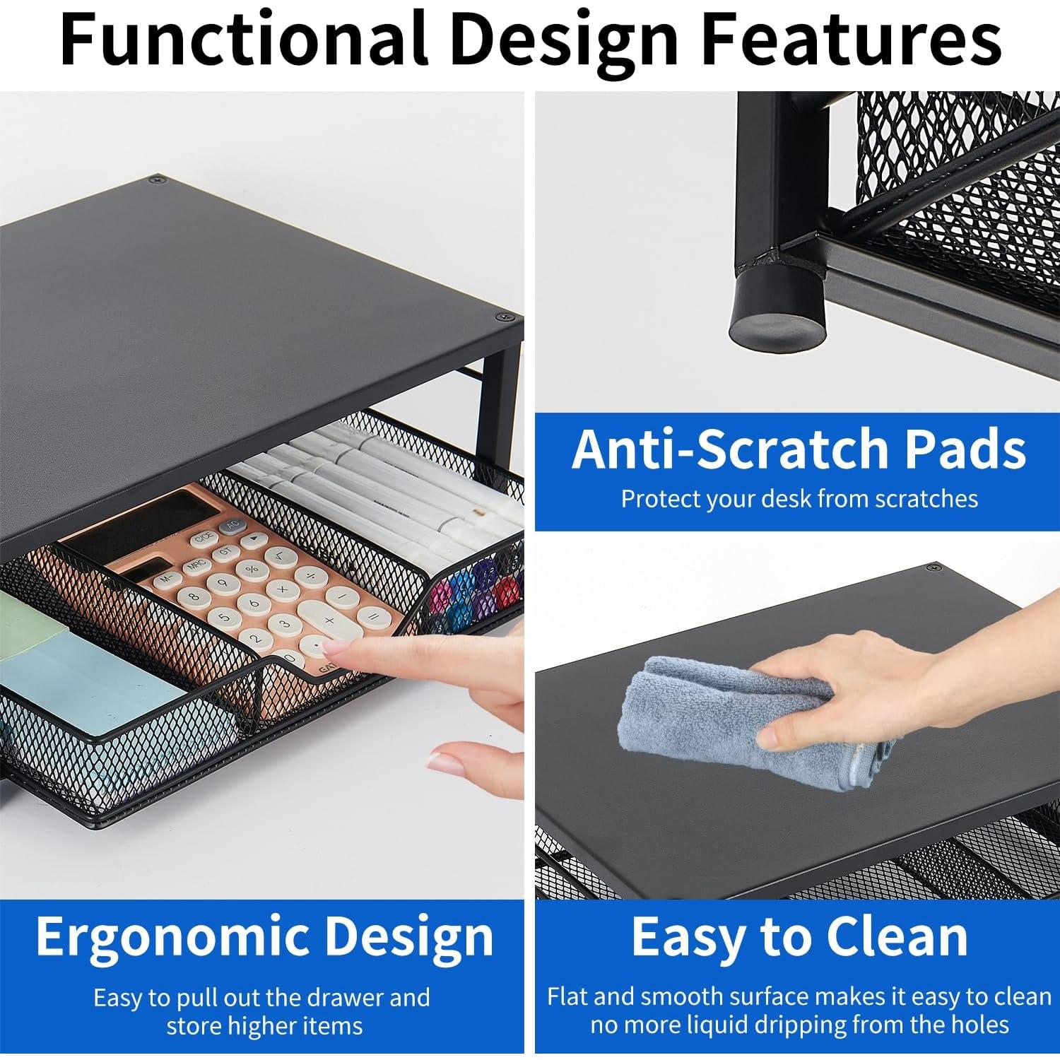 Soporte Elevador para Monitor Gugsey Negro 33x24.1cm con Cajón