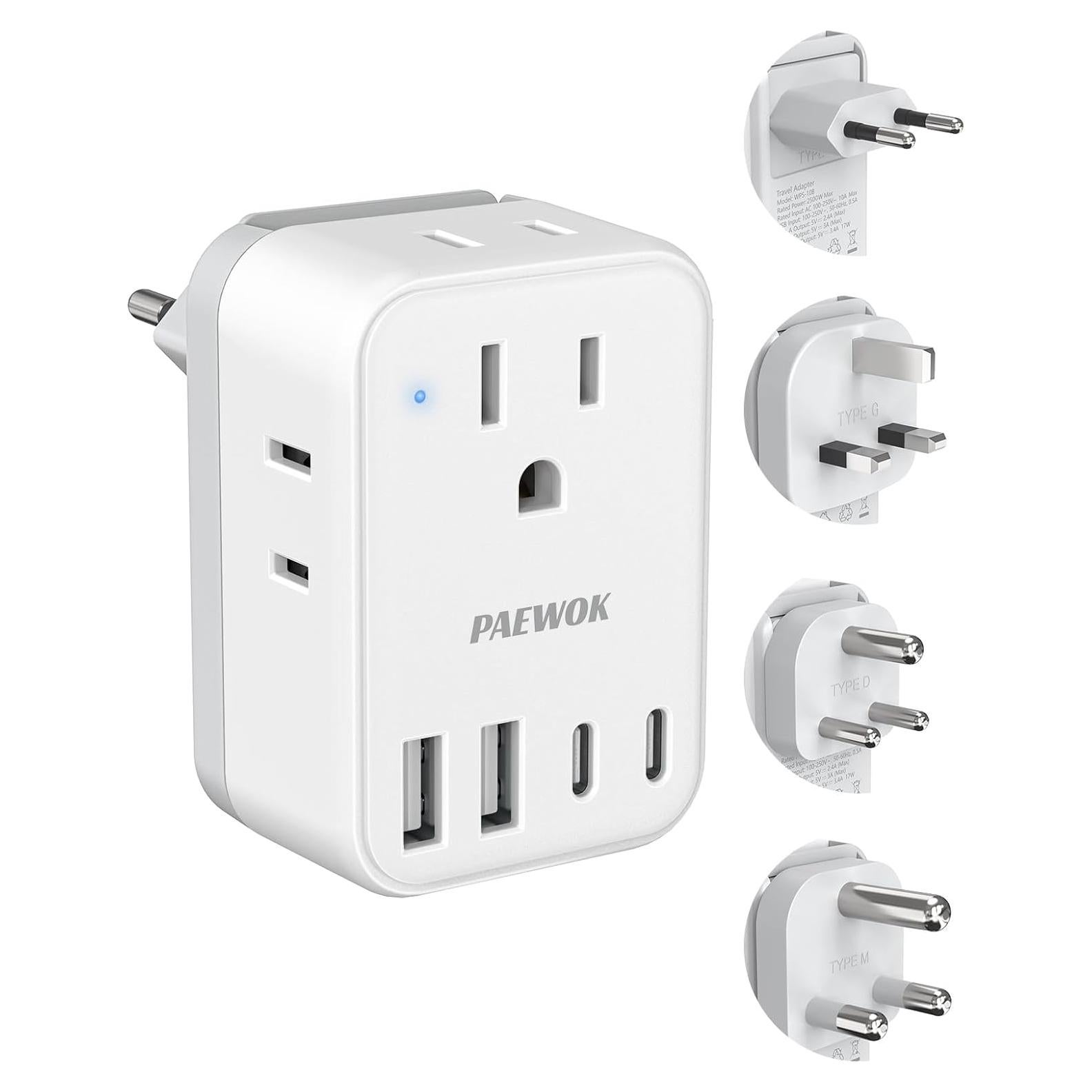 Adaptador de Corriente Universal PAEWOK WPS-10B 8 en 1 con USB