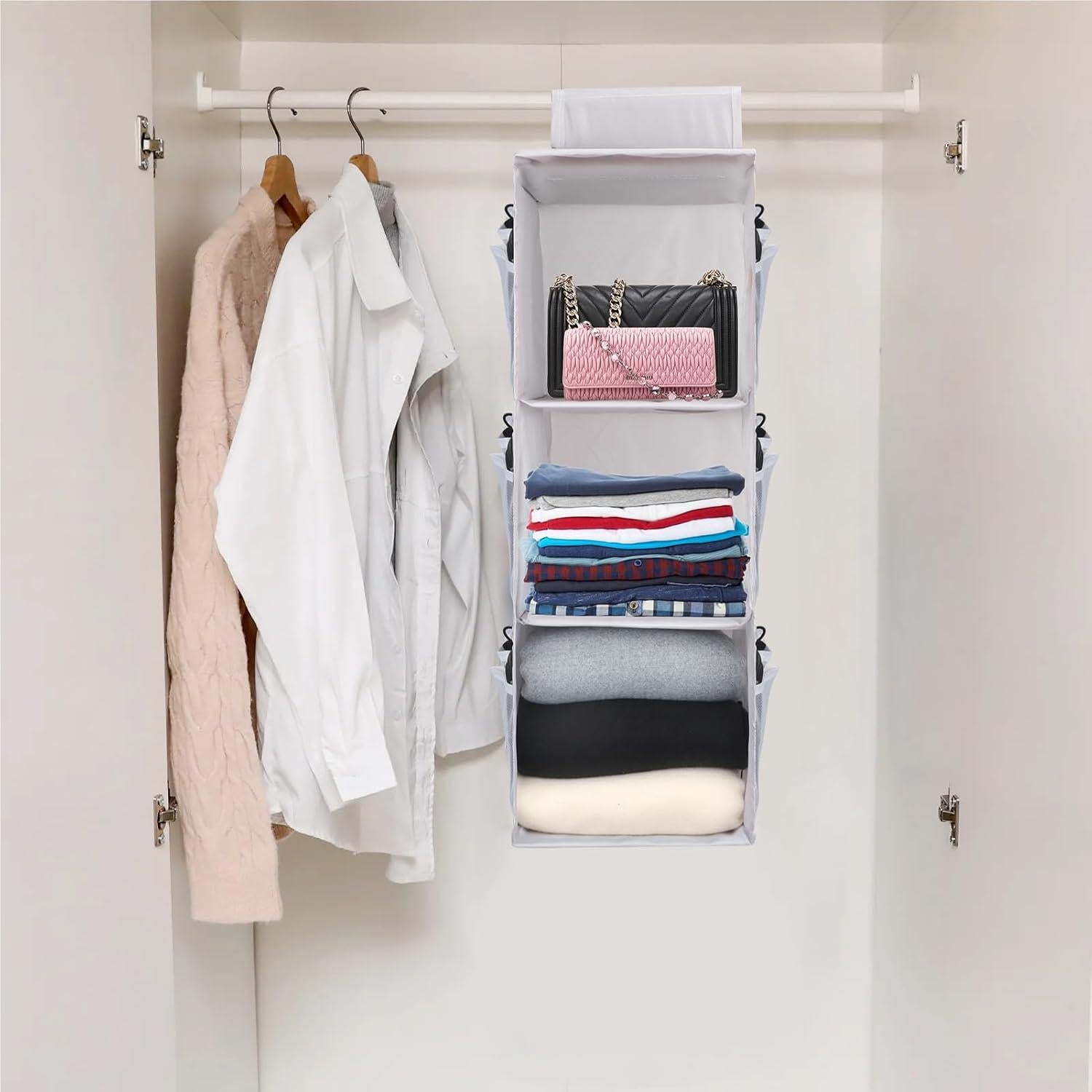 Organizador Colgante de Closet PetsHome 3 Estantes Gris