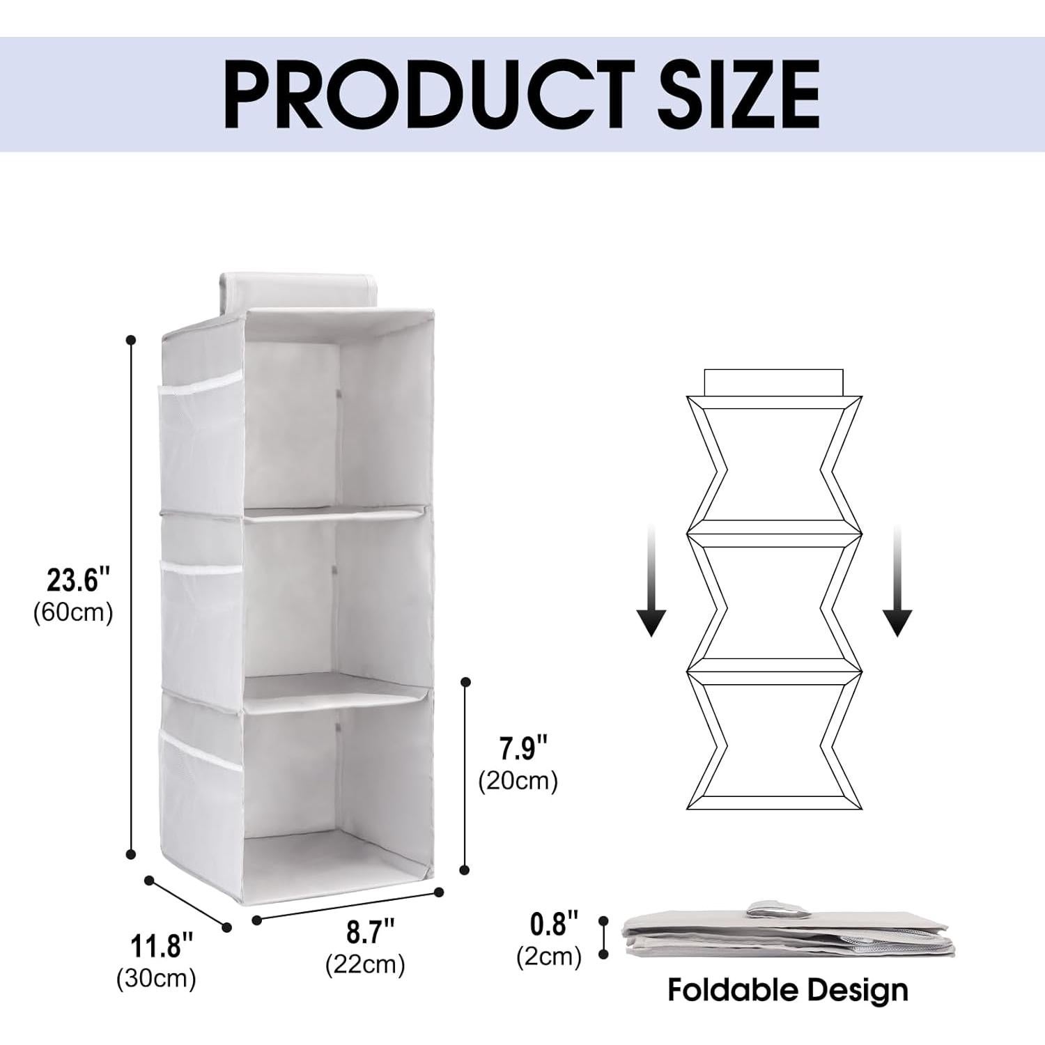 Organizador Colgante de Closet PetsHome 3 Estantes Gris