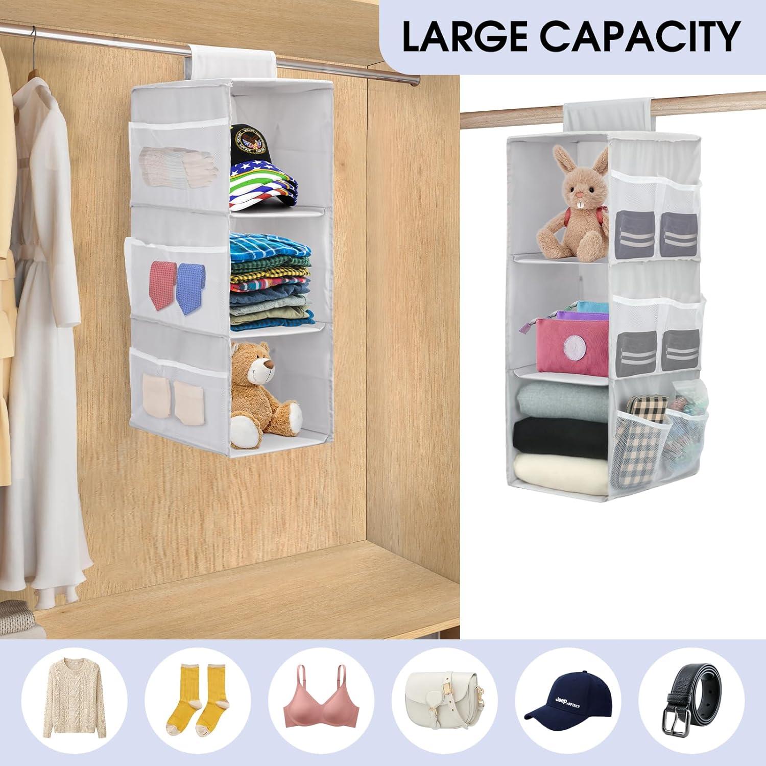 Organizador Colgante de Closet PetsHome 3 Estantes Gris