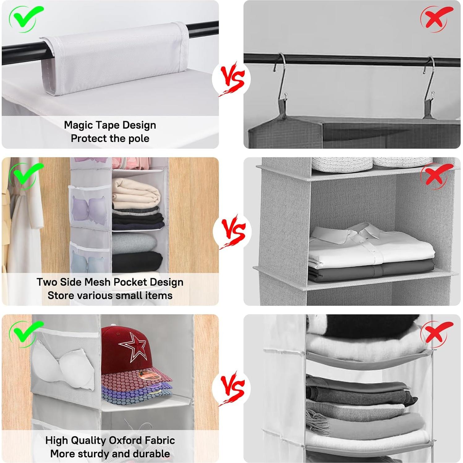 Organizador Colgante de Closet PetsHome 3 Estantes Gris