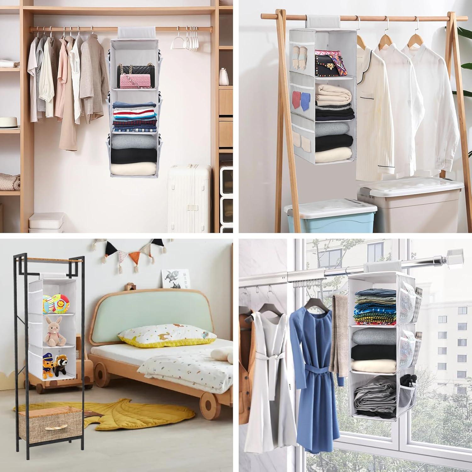 Organizador Colgante de Closet PetsHome 3 Estantes Gris