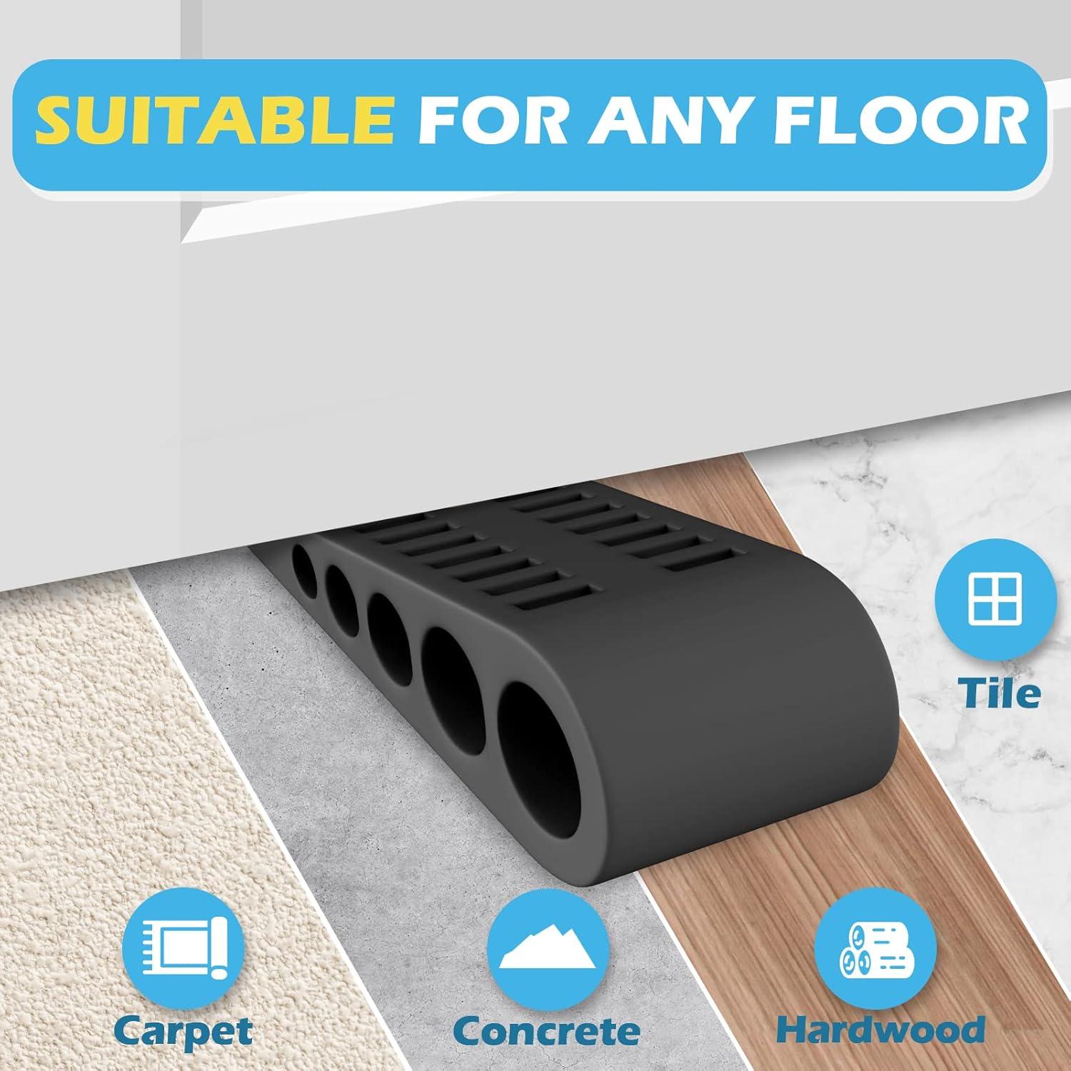 Calzo de puerta de goma HELEMAN - Antideslizante, Negro, 1 Paquete