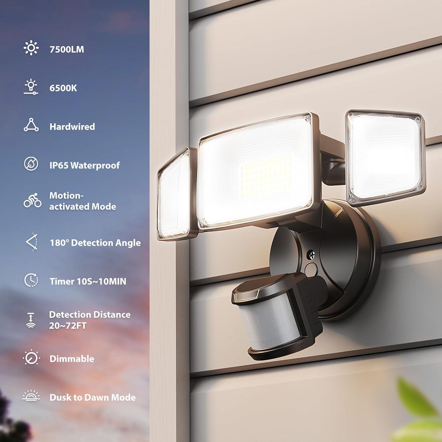 Onforu Luz de Inundación LED 75W 7500LM IP65 Negro