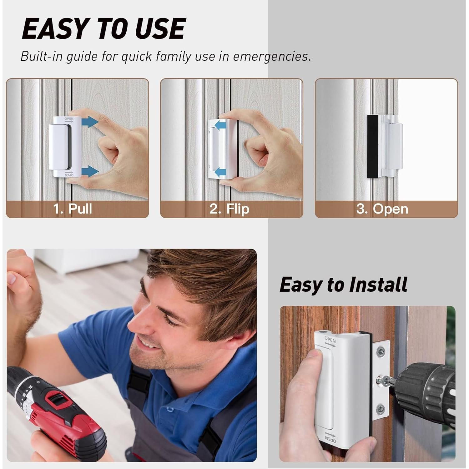 Cerradura de Refuerzo de Seguridad Awdia Blanca 1 Paquete