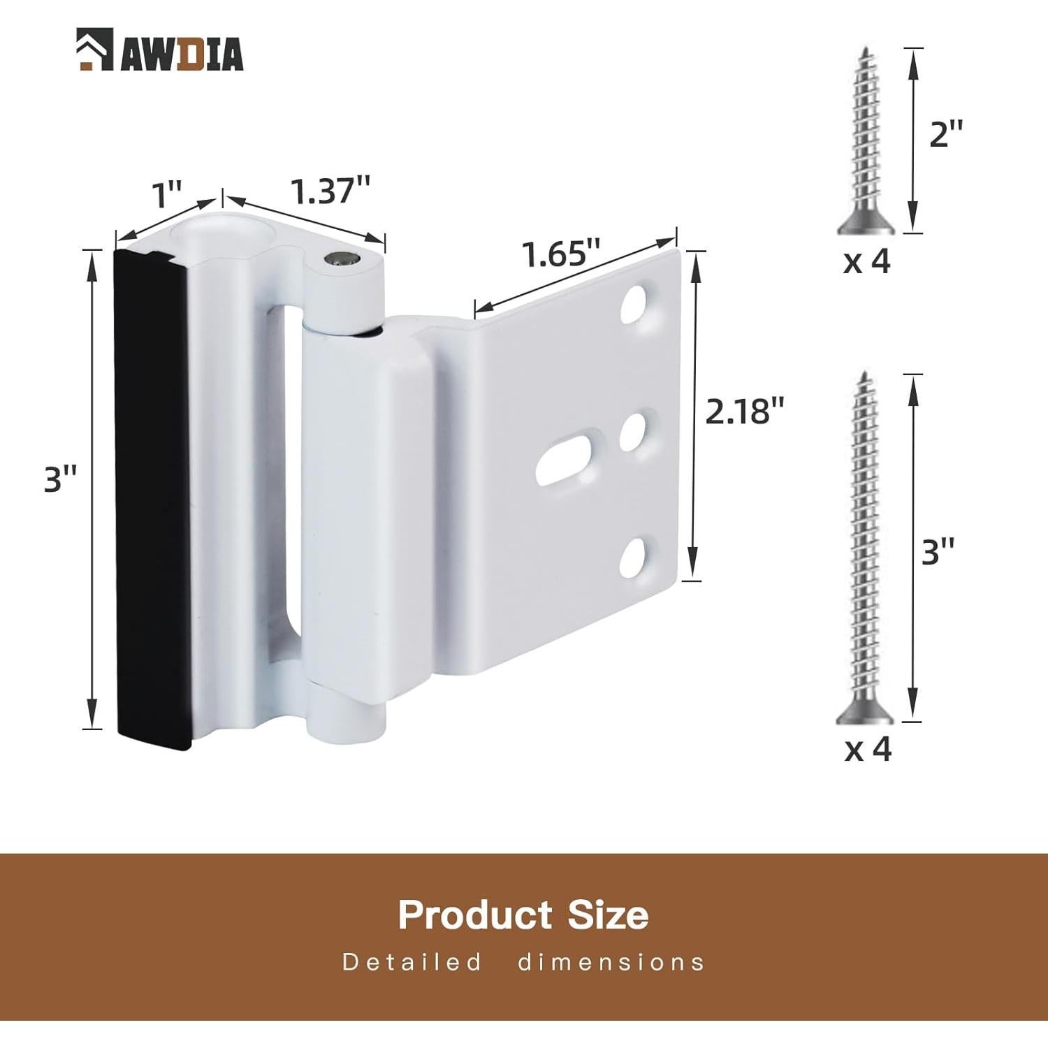 Cerradura de Refuerzo de Seguridad Awdia Blanca 1 Paquete