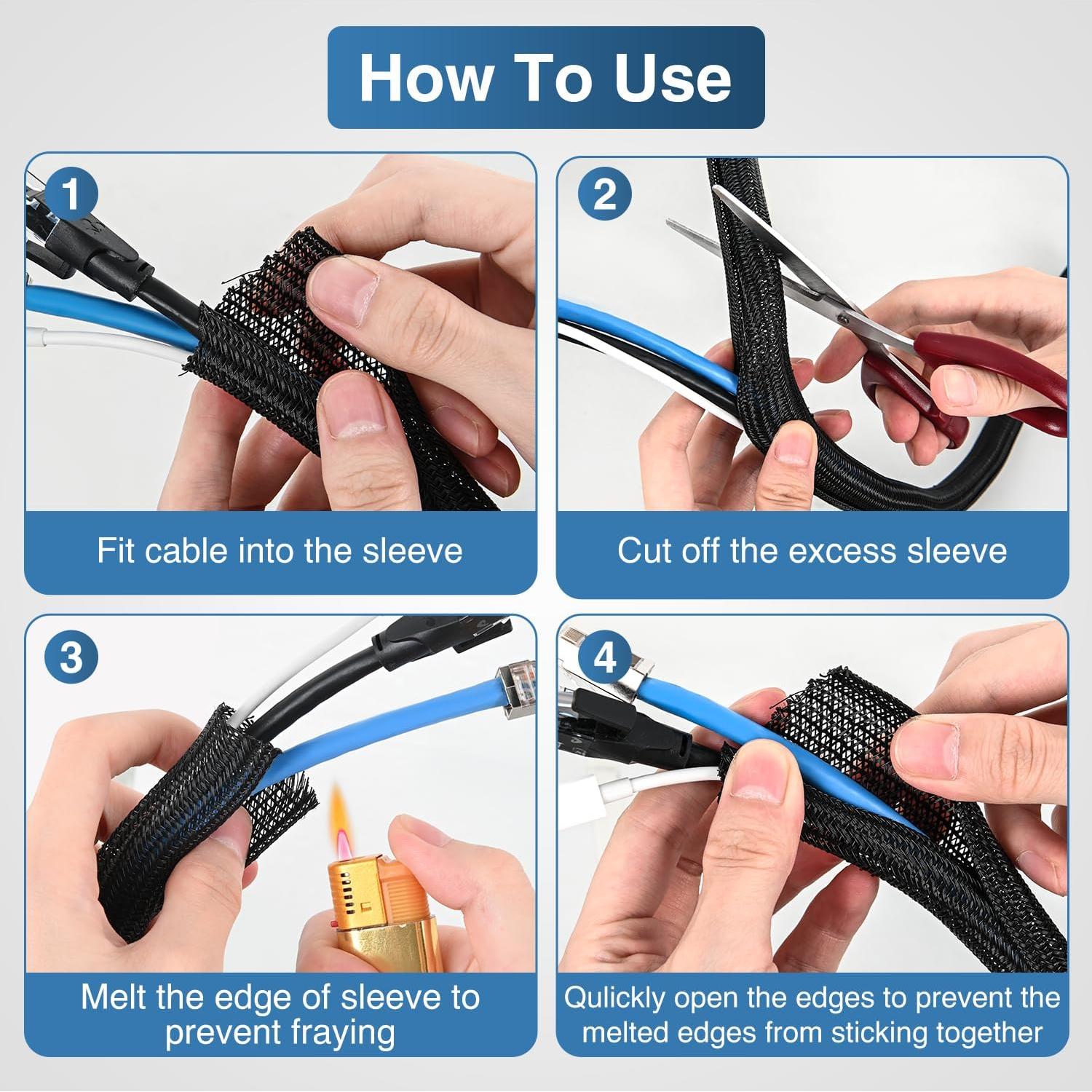 Manga de Cable Nilight 3m x 1.27cm Negra Autoadhesiva