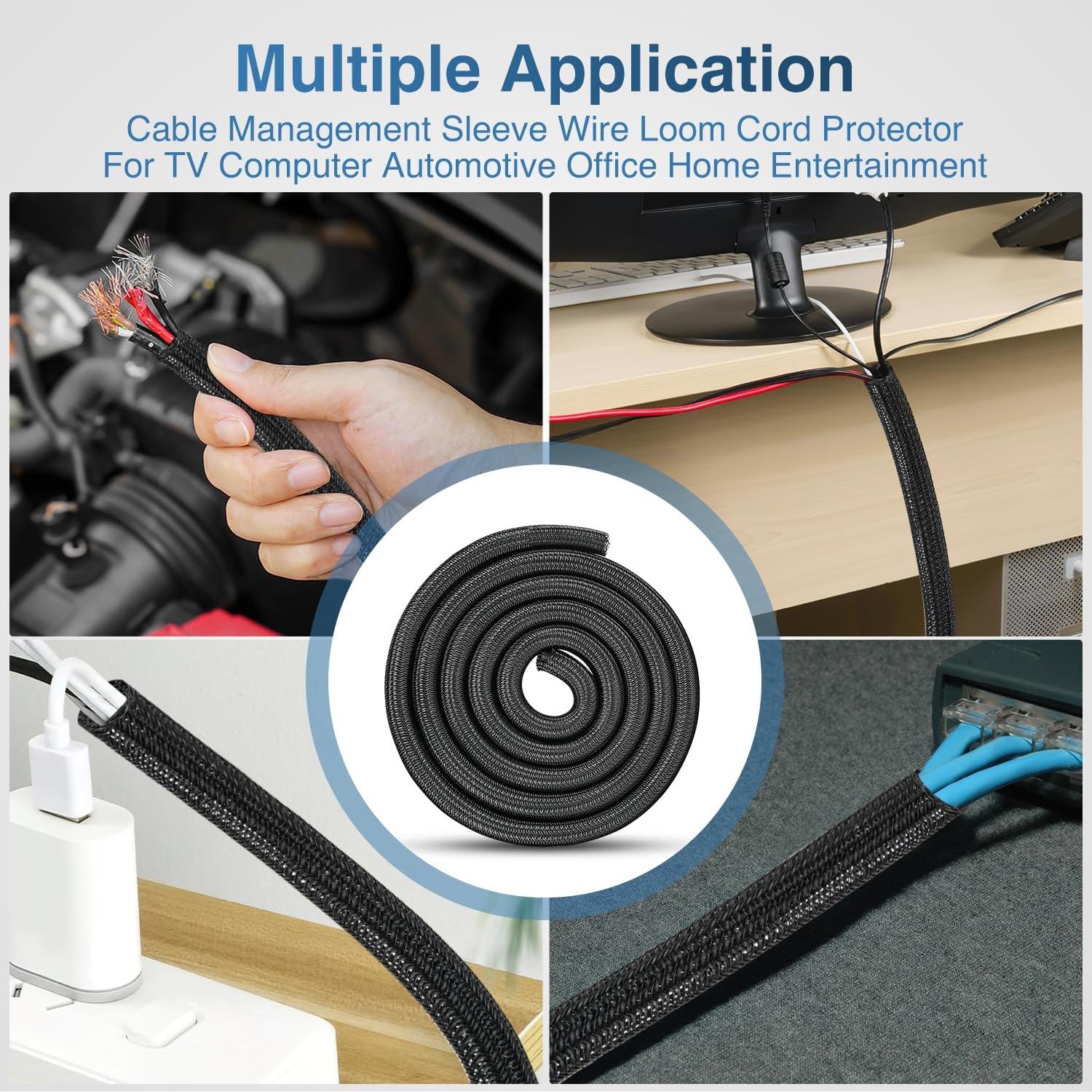 Manga de Cable Nilight 3m x 1.27cm Negra Autoadhesiva