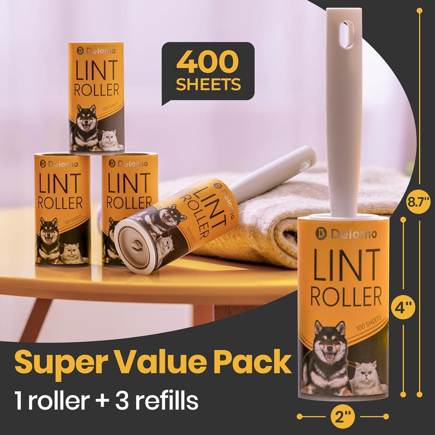 Rodillo Adhesivo DELOMO para Mascotas - 1 Rodillo + 3 Recargas