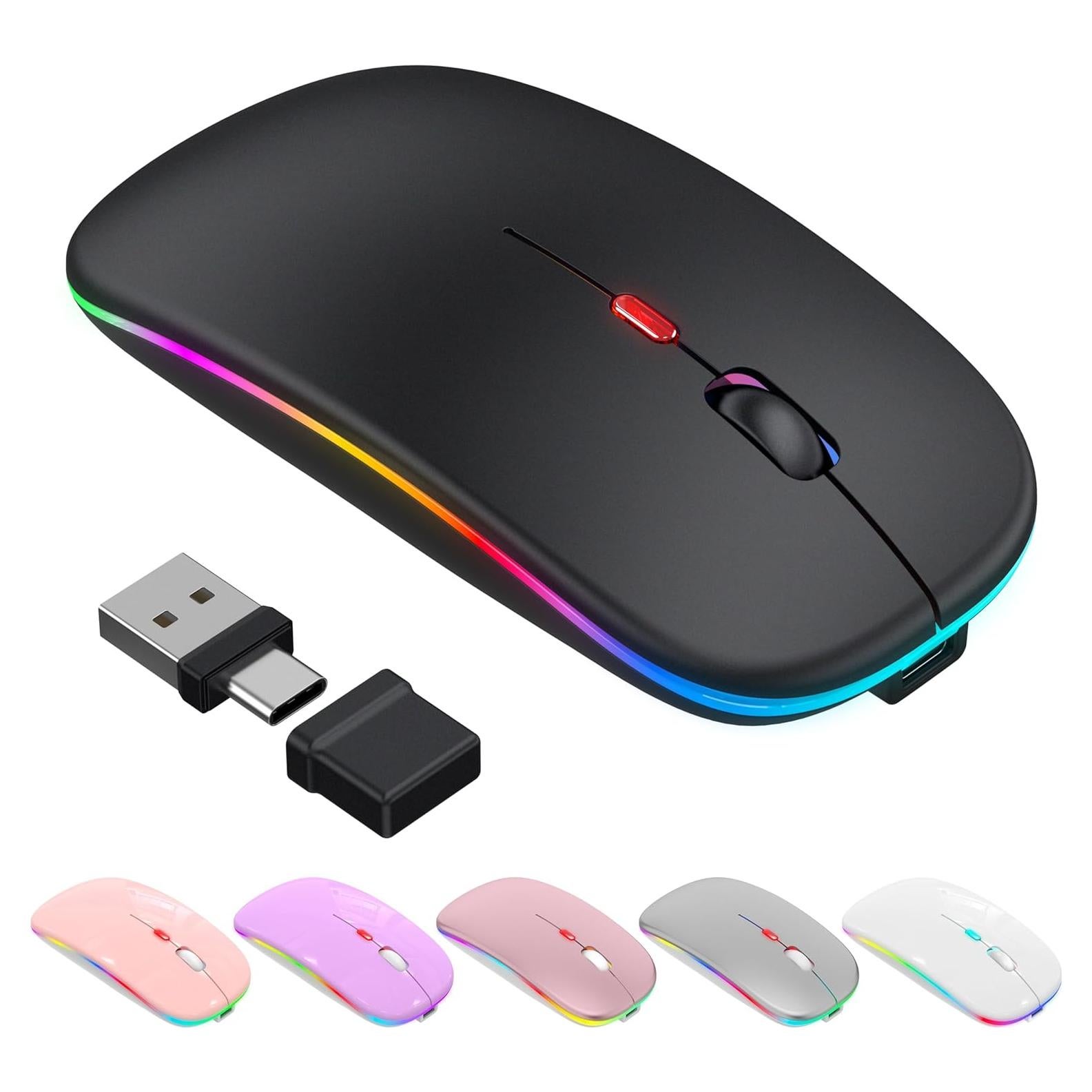 Ratón Inalámbrico Bluetooth 5.2 Azmall Negro con Luz LED