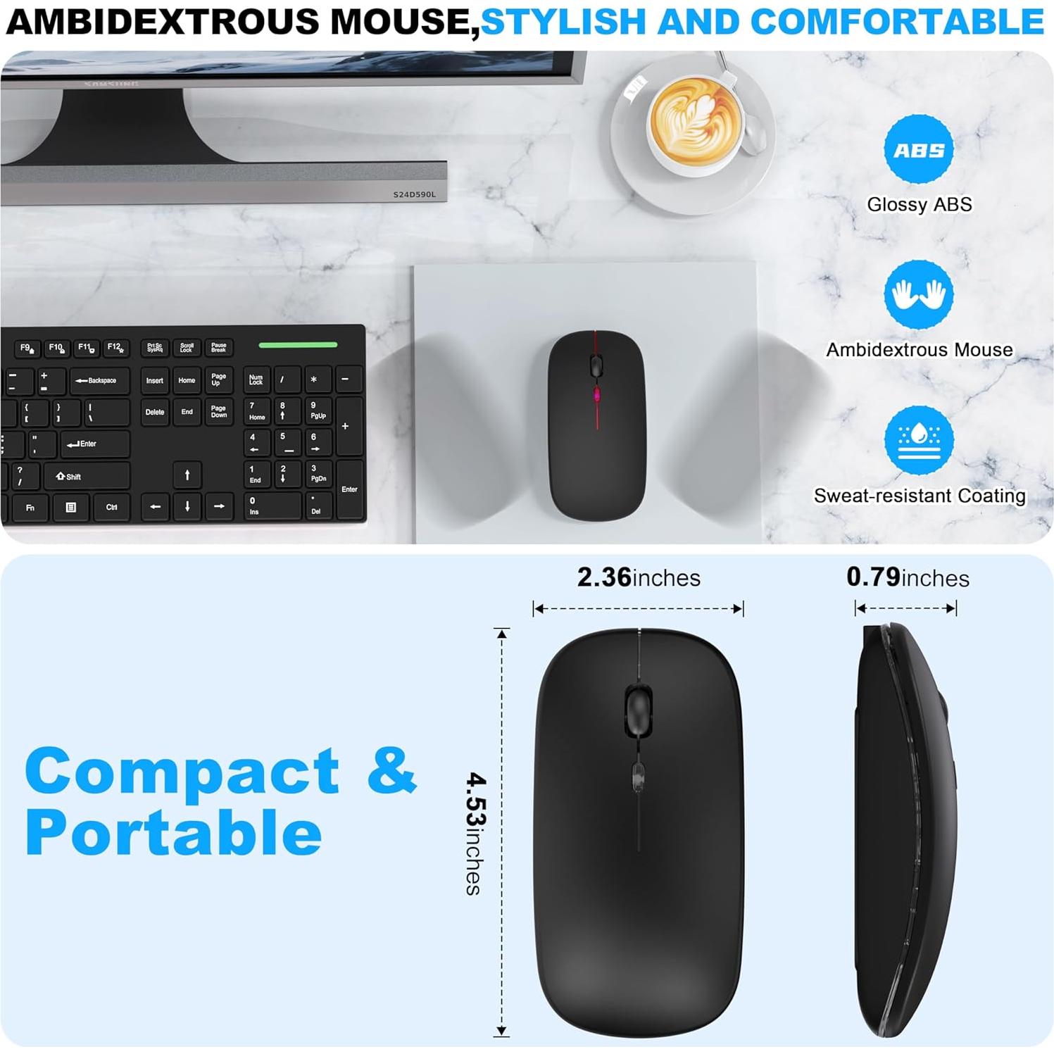 Ratón Inalámbrico Bluetooth 5.2 Azmall Negro con Luz LED