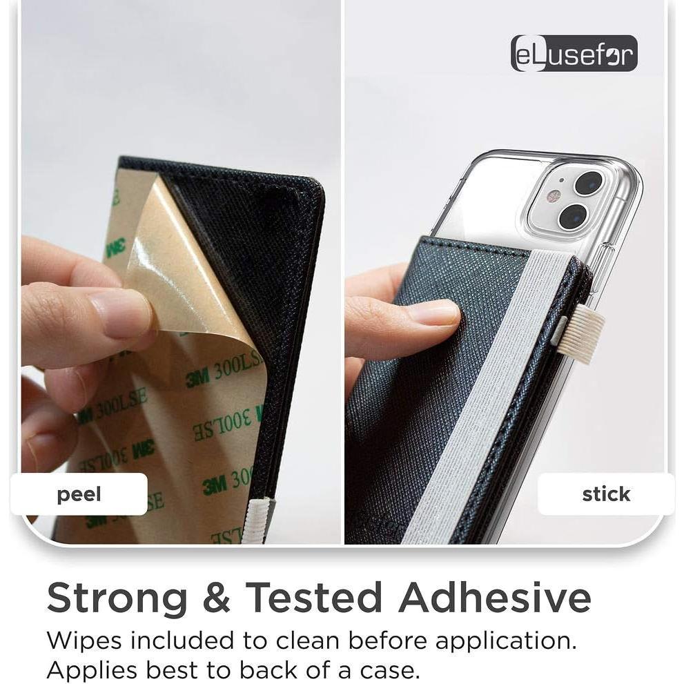 Billetera Adherible eLusefor Negra para Teléfono - 6 Tarjetas