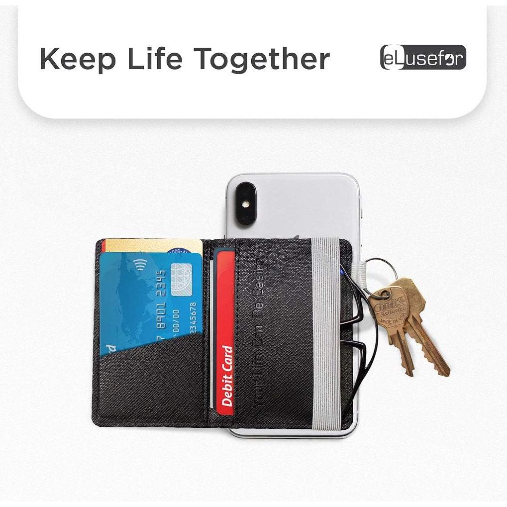 Billetera Adherible eLusefor Negra para Teléfono - 6 Tarjetas