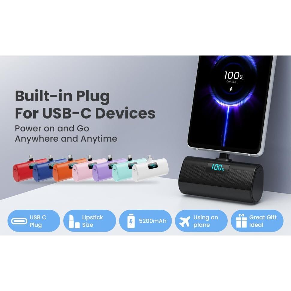 Cargador Portátil USB-C 5200mAh 2-Pack para iPhone 16/15