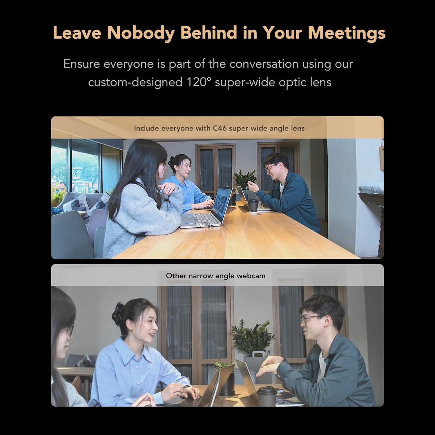 Cámara Web de Conferencia NUROUM C46 4K con Micrófono y Altavoz