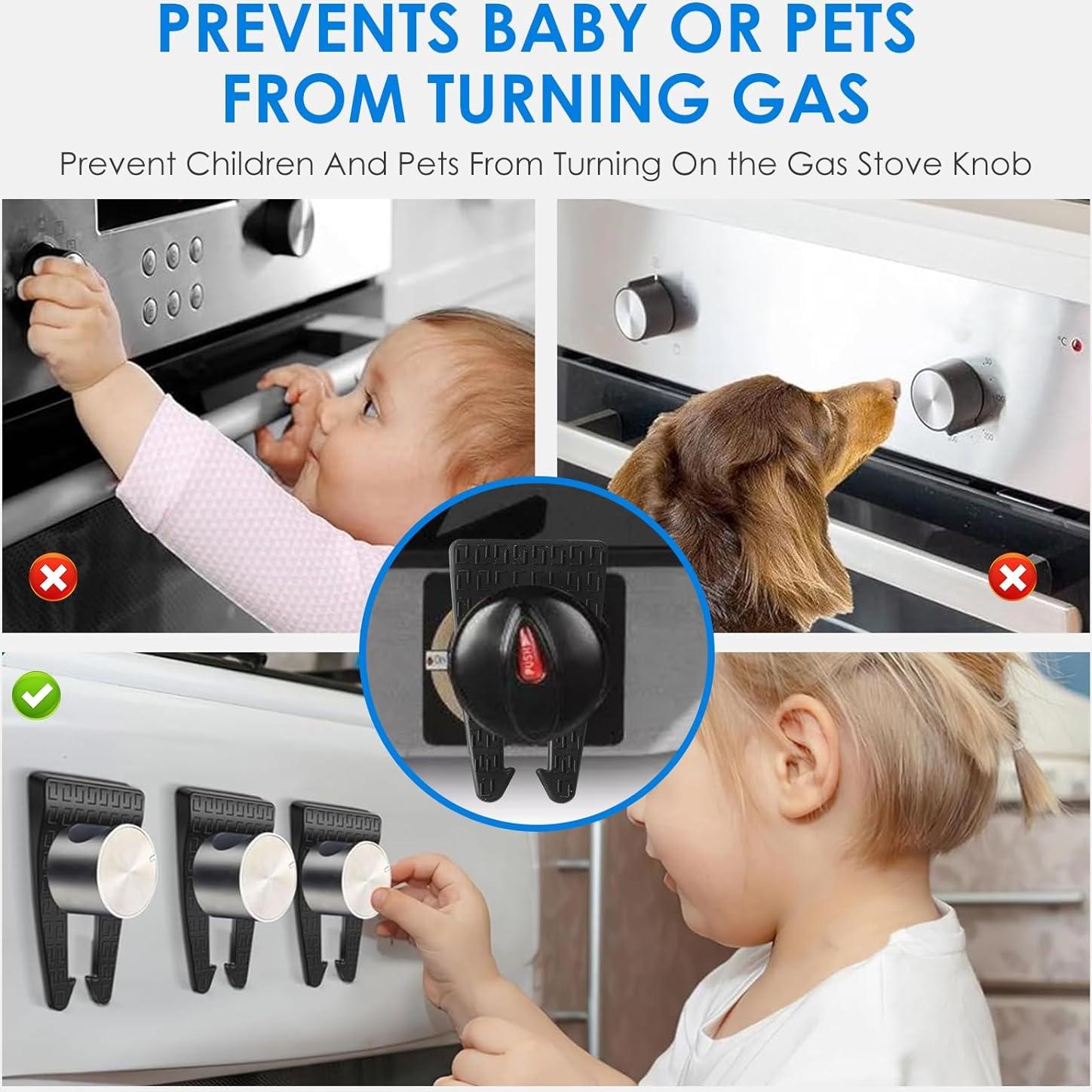 6 Cerraduras de Perilla de Estufa de Gas Seguridad Bebés Negro
