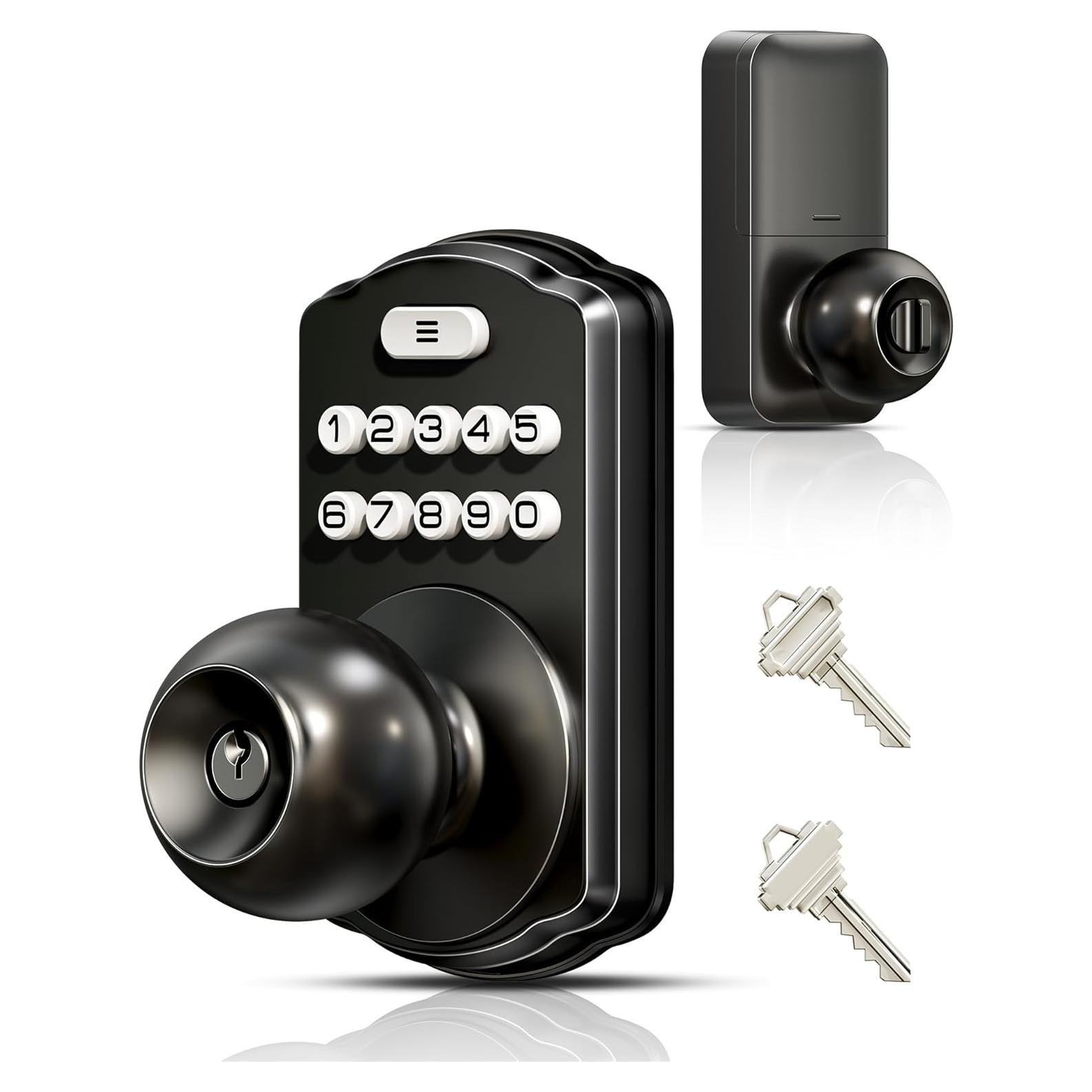 Cerradura Digital de Pomo Veise KS03, Teclado, Auto-bloqueo, Negro Mate