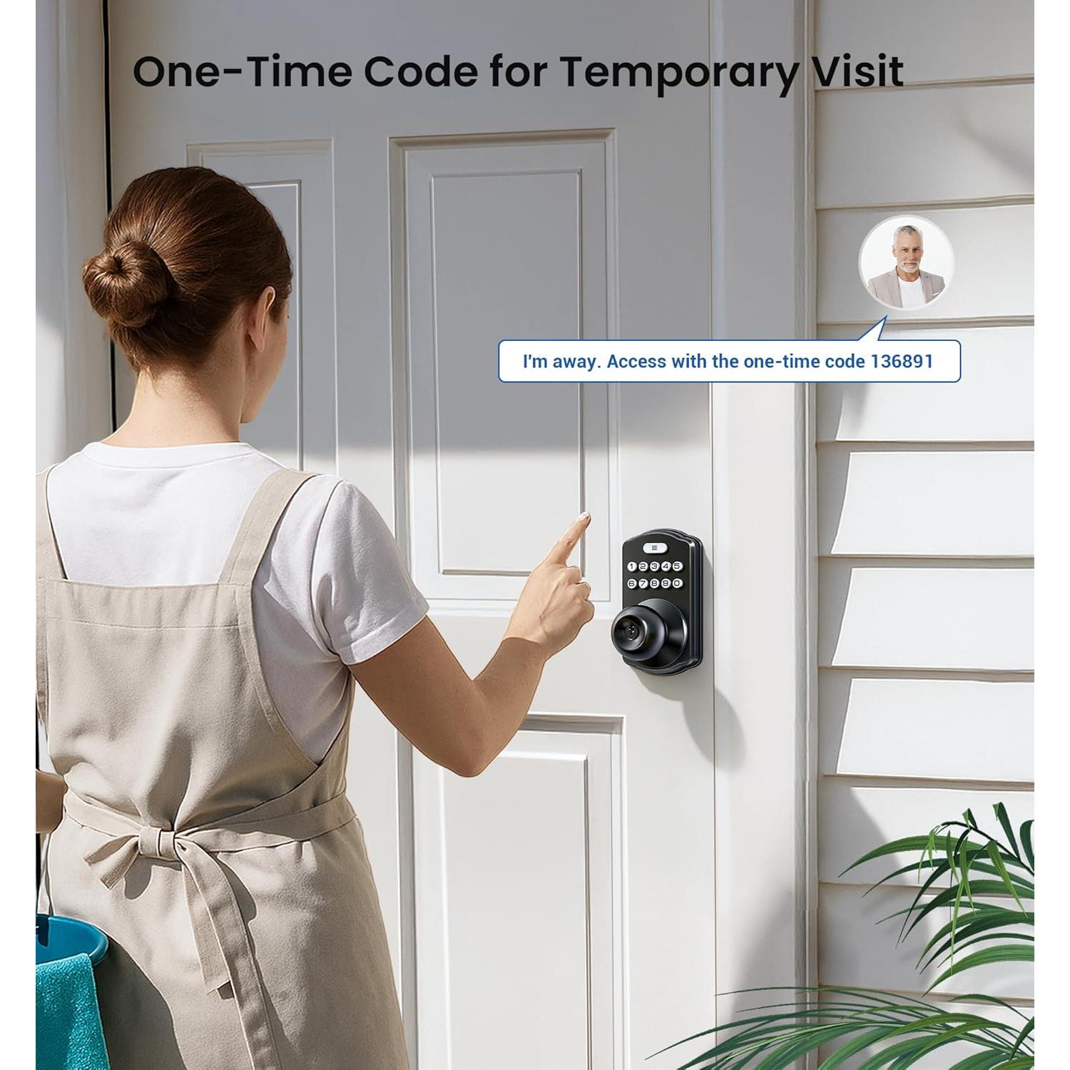 Cerradura Digital de Pomo Veise KS03, Teclado, Auto-bloqueo, Negro Mate