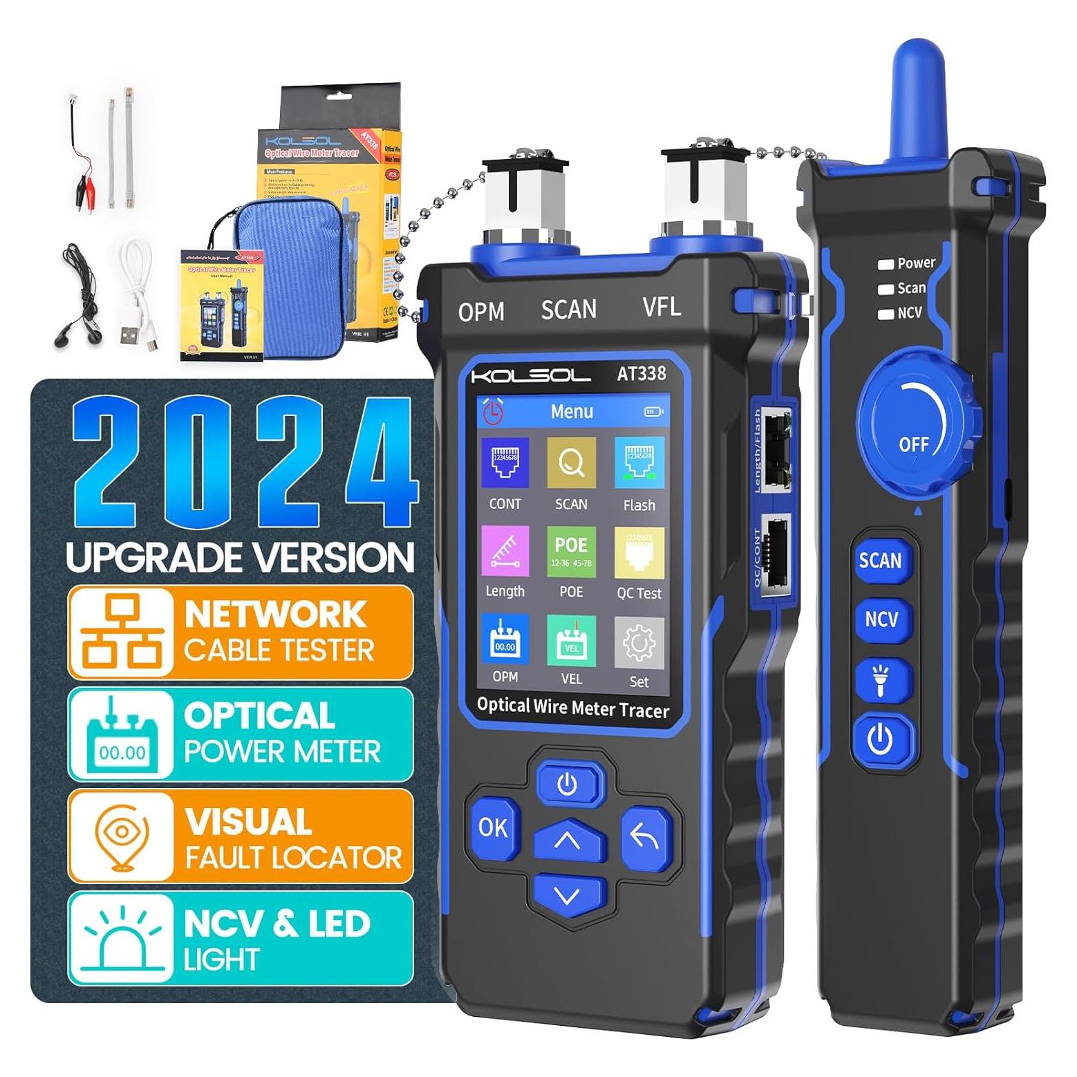 Probador de Cable de Red KOLSOL AT338 con Medidor de Potencia Óptica