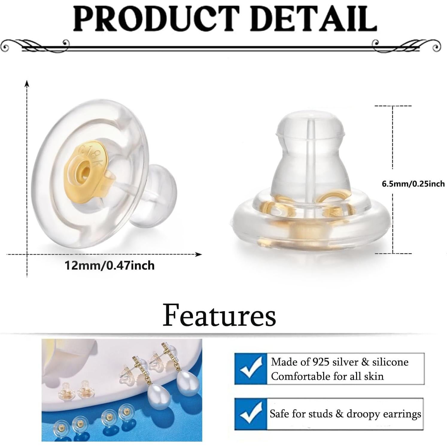 Respaldo de Pendientes Hipoalergénico Kerryjewl 8 Pcs Oro