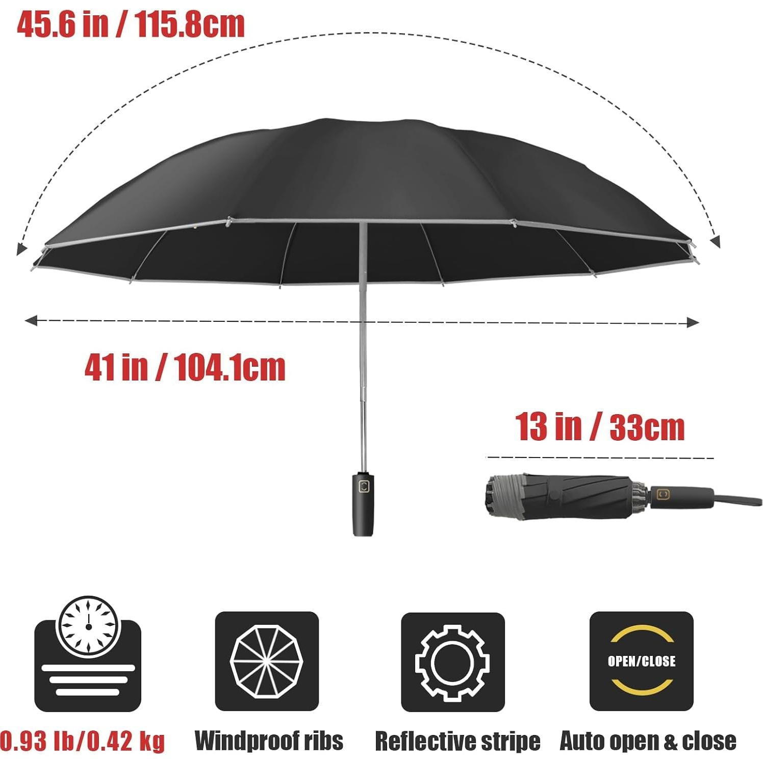 Paraguas de viaje FOGKEY automático compacto impermeable 116 cm