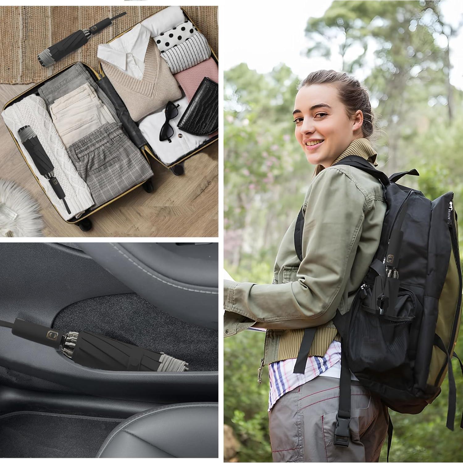 Paraguas de viaje FOGKEY automático compacto impermeable 116 cm