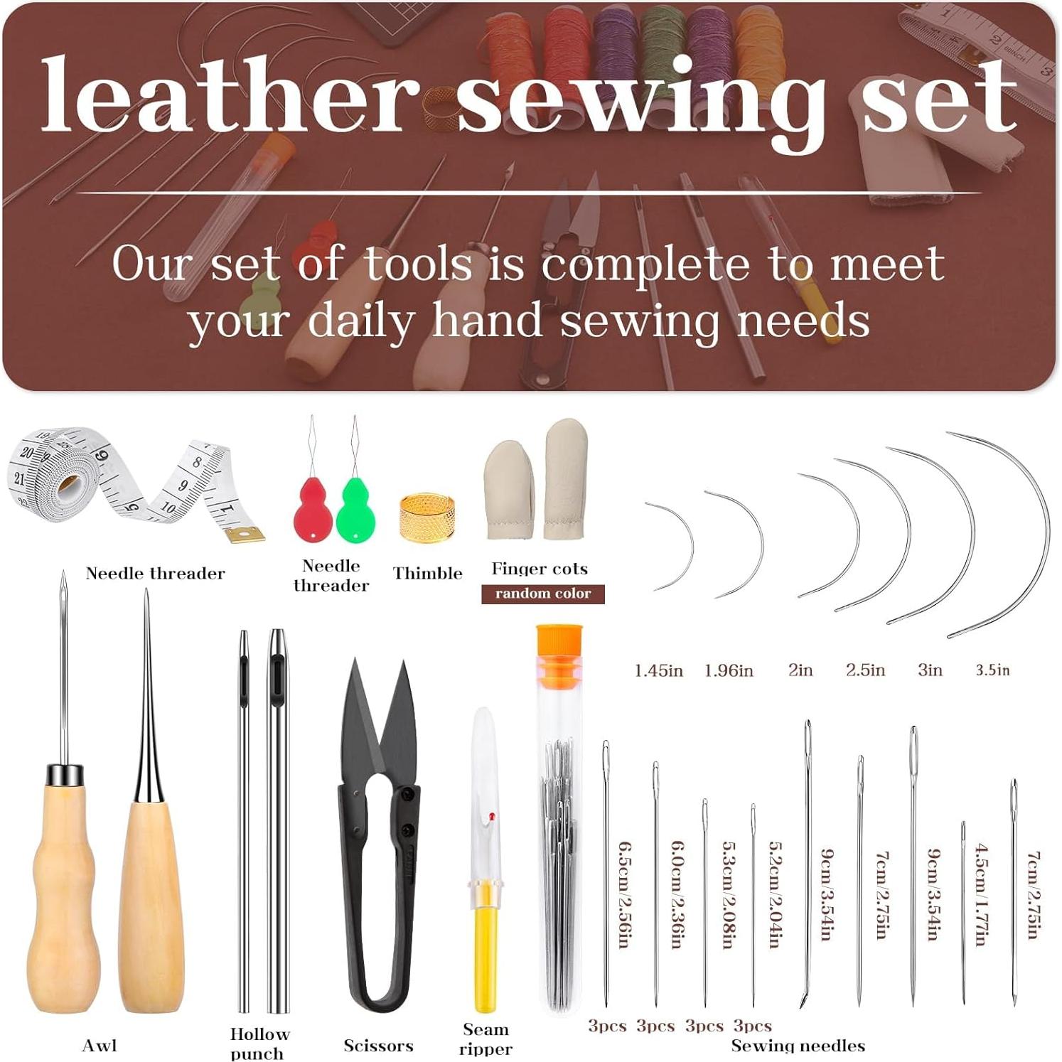 Kit de Costura de Cuero MORFEN con Perforadoras y Hilo Encerado