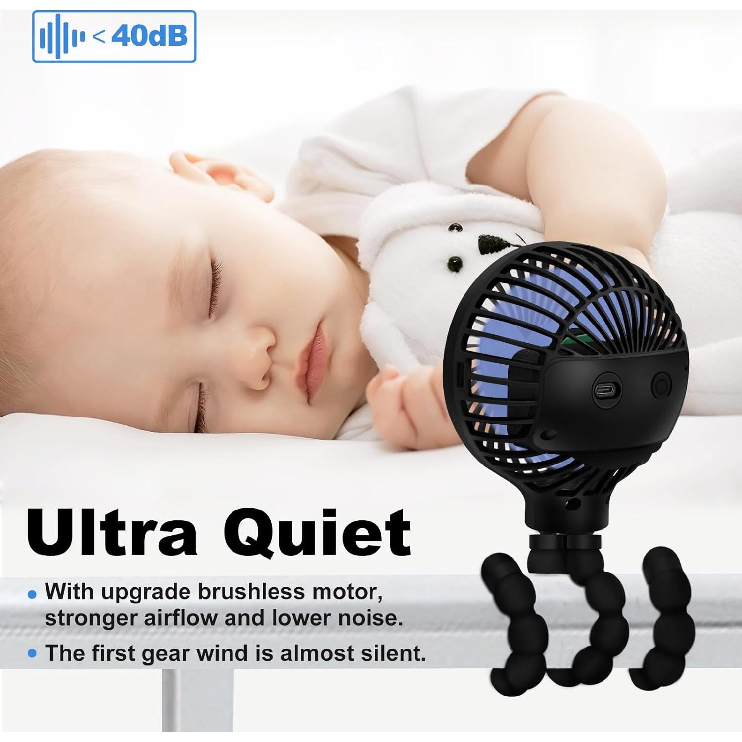 Ventilador Mini TRELC 4000mA Portátil Recargable Negro