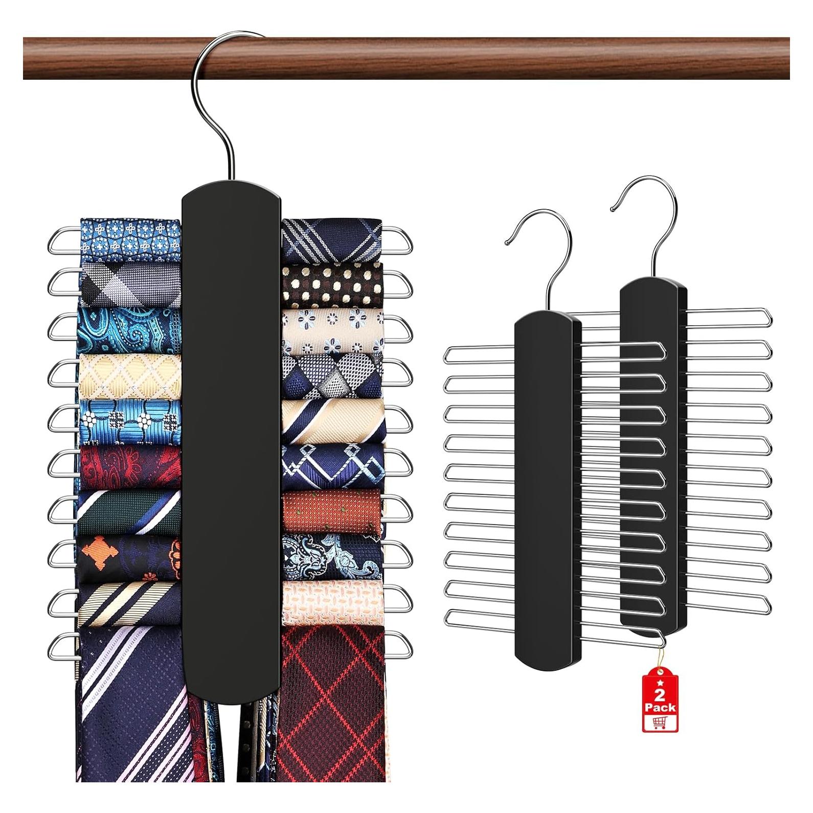 Soporte para Corbatas YYILIS 2 Paquete Madera Negro 360°