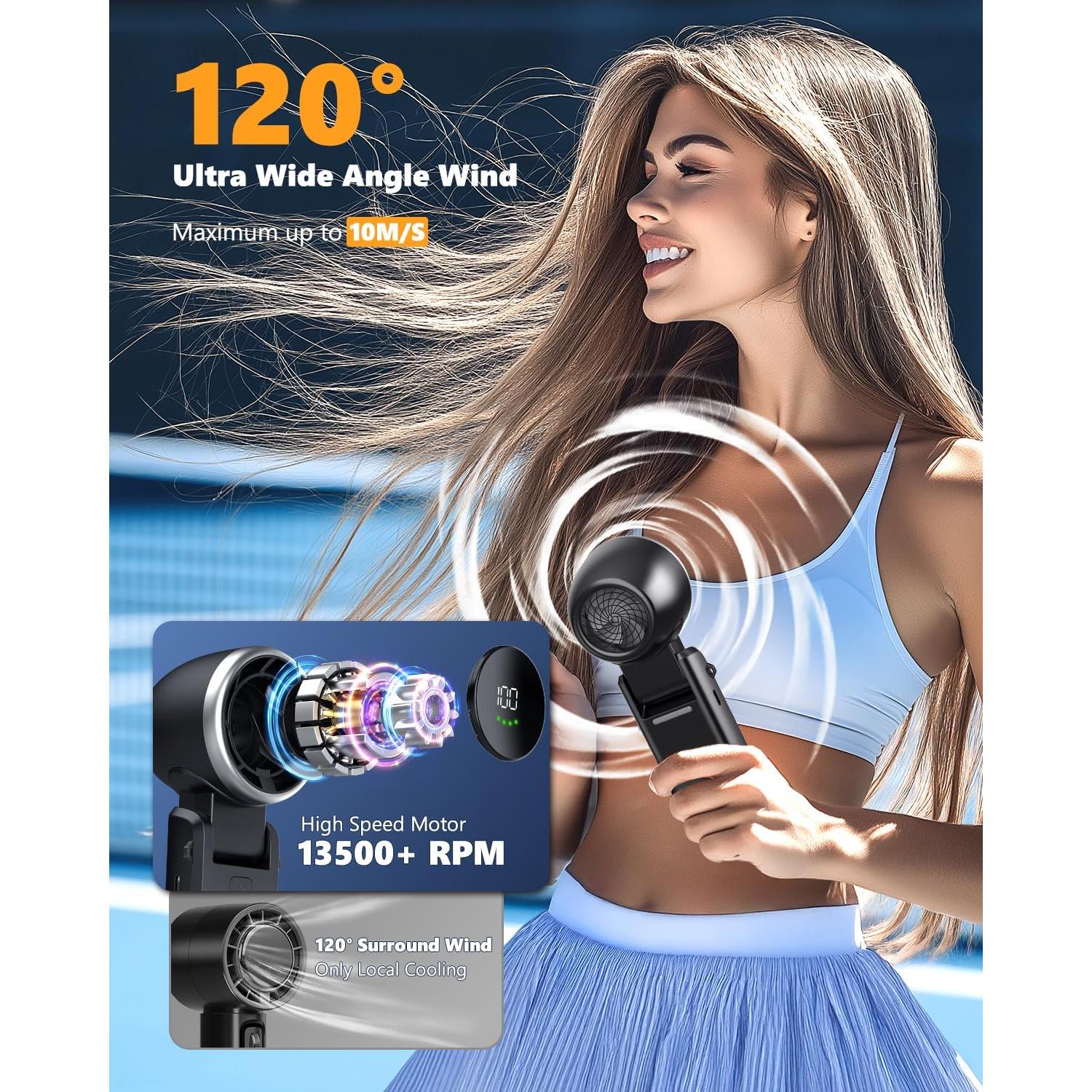 Ventilador Turbo Portátil JINLICTE 5000mAh 100 Velocidades