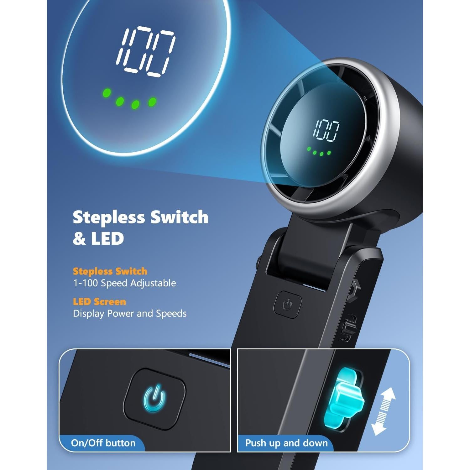 Ventilador Turbo Portátil JINLICTE 5000mAh 100 Velocidades