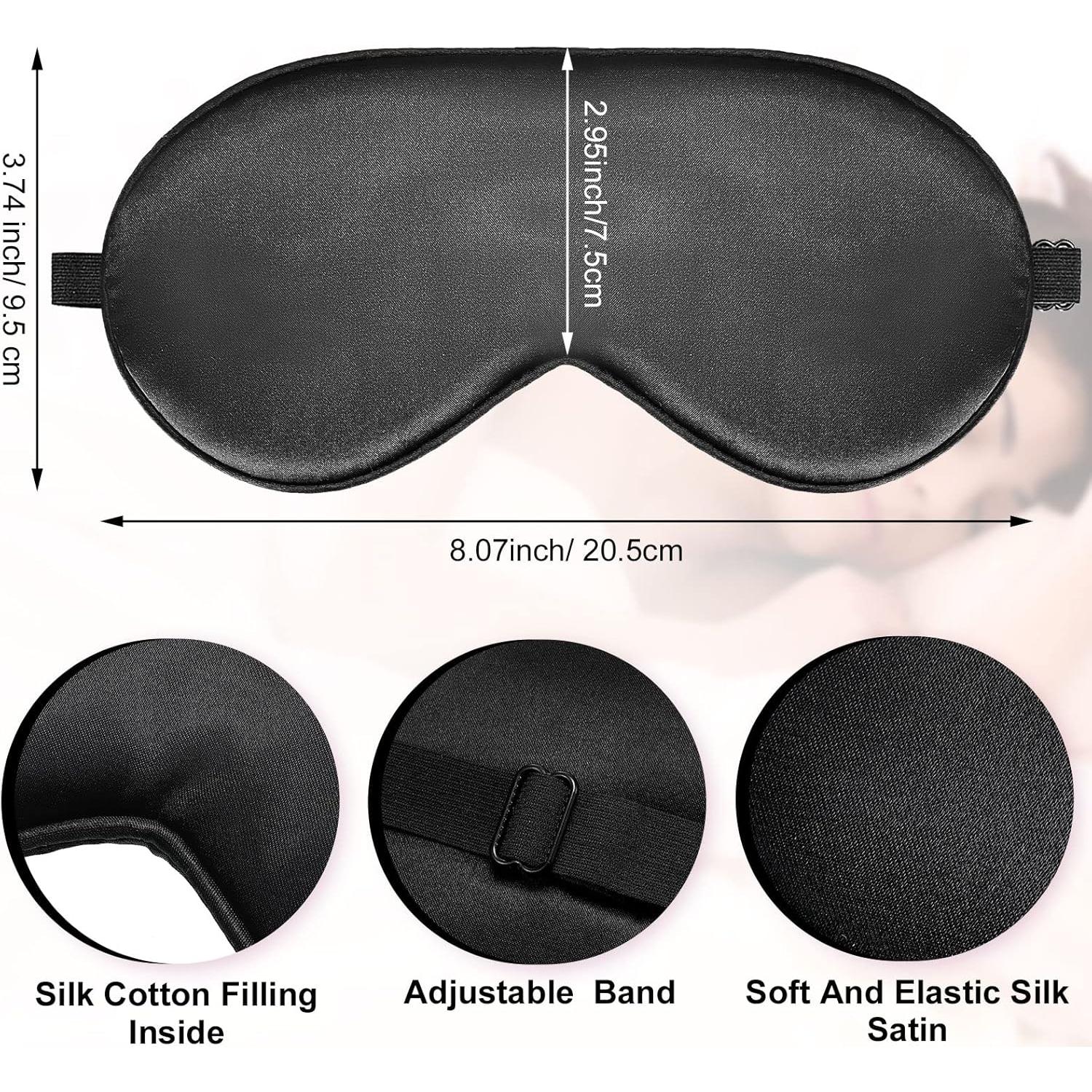 20 Piezas Máscaras de Seda para Dormir Ajustables - Negro