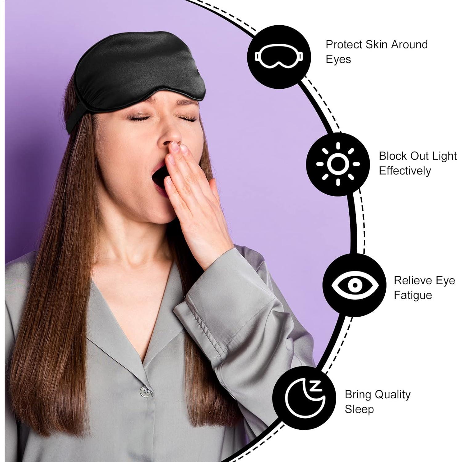 20 Piezas Máscaras de Seda para Dormir Ajustables - Negro