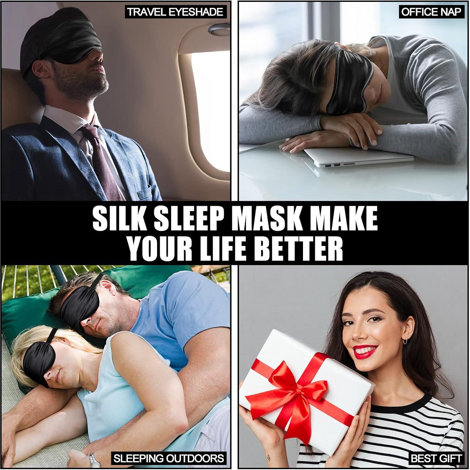20 Piezas Máscaras de Seda para Dormir Ajustables - Negro