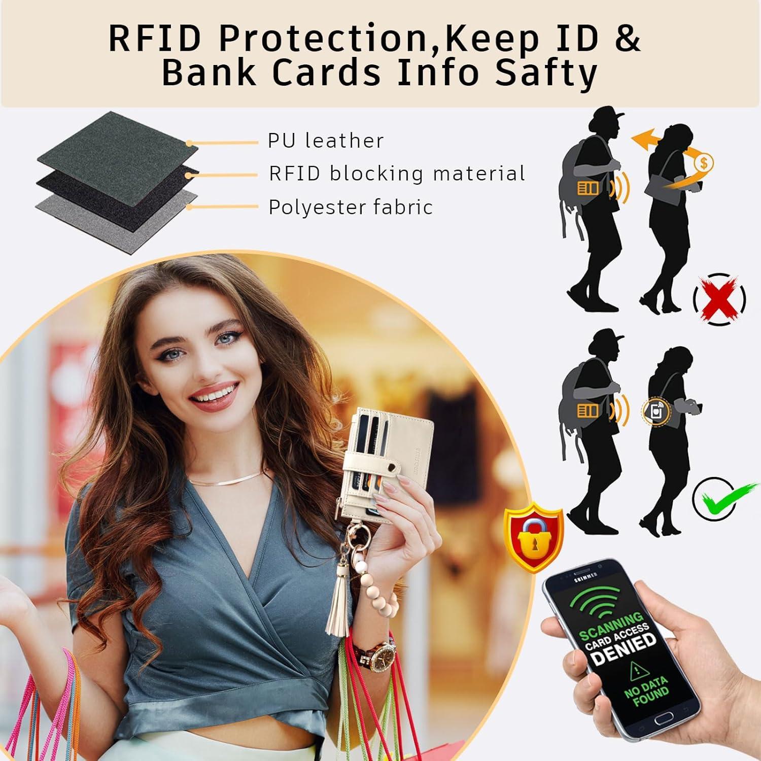 Cartera Llaveros de Silicona Beige BAOSIWA RFID Compacta